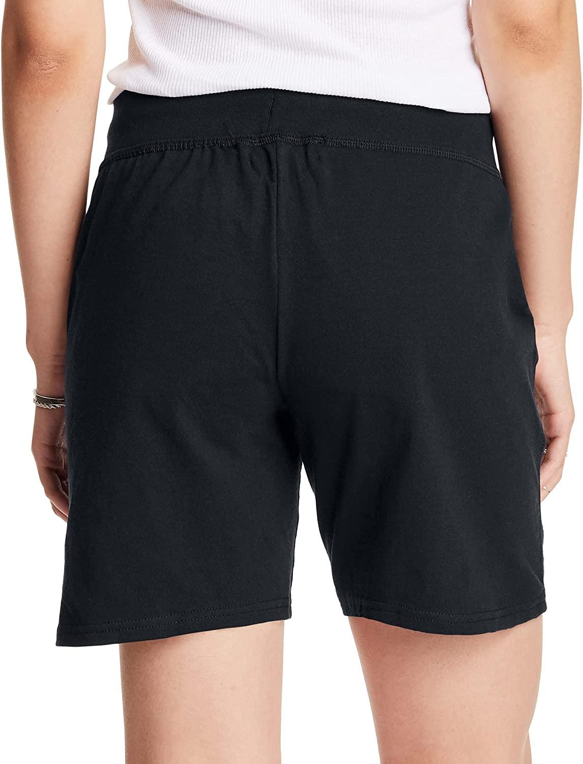 Hanes Women's Jersey Pocket Shorts, Womens Drawstring Shorts, Womens Cotton  Jersey Shorts, 7