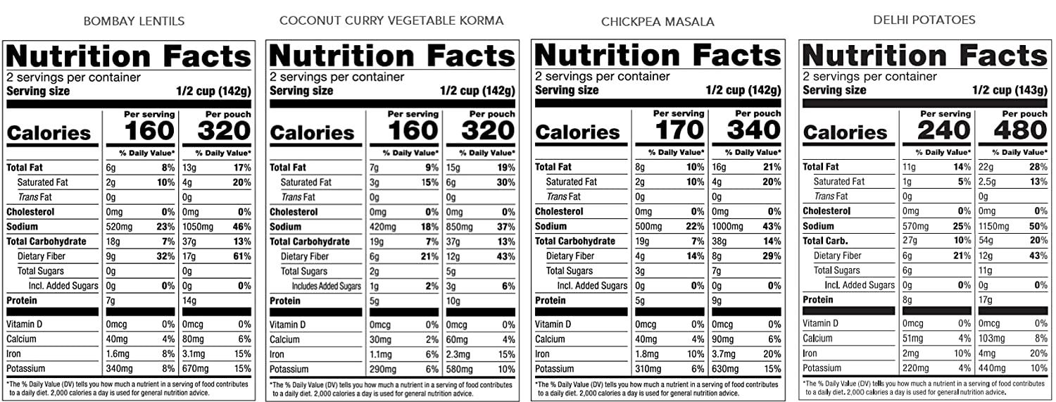 Saffron Road Meal Pouch Variety Pack Bombay Lentils, Delhi Potatoes