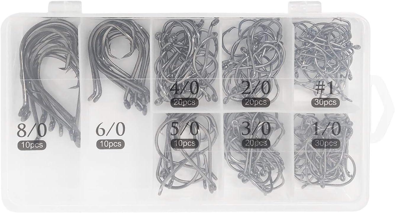 150PCS Circle Hooks, Strong High Carbon Steel Fresh and Saltwater Fishing  Hooks, Variety of Different Sizes Circle Hook - Size:#1 1/0 2/0 3/0 4/0 5/0  6/0 8/0