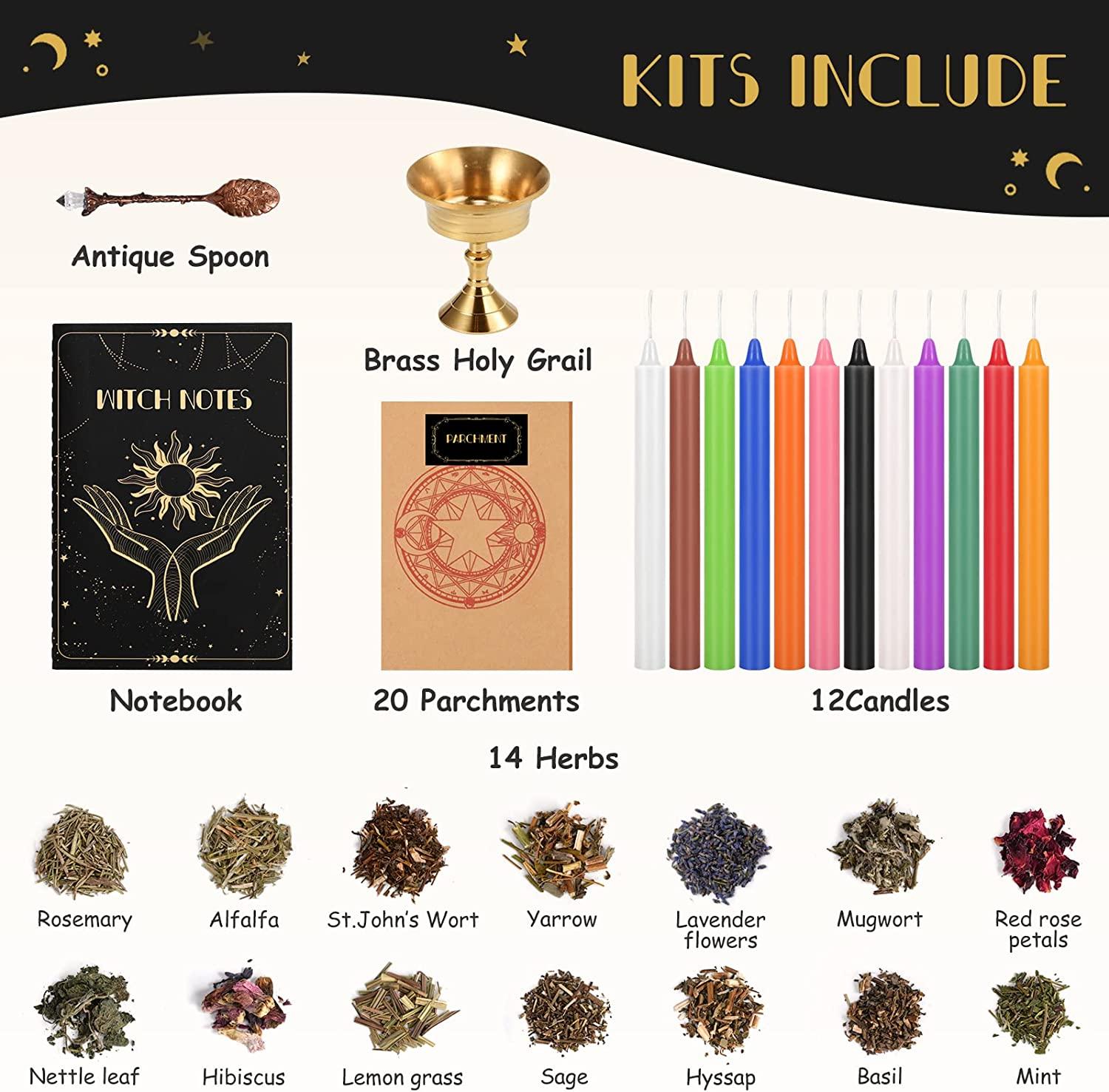 Witchcraft Supplies Kits 60 Packs Spell Herbs Chakra Healing Stones