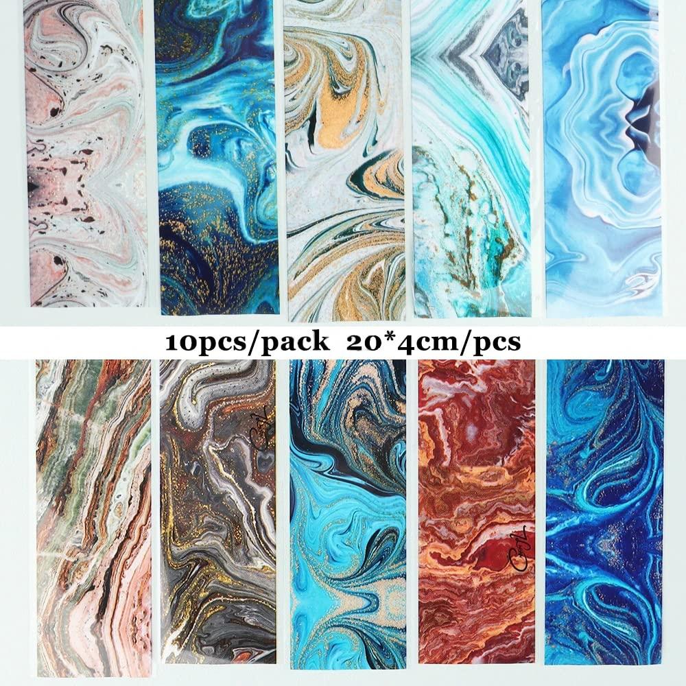 40 Rolls Marble Nail Art Foil Transfer Stickers for Acrylic & Natural  Nails, Manicure Supplies, 10 Designs, 1.5 x 39 in 