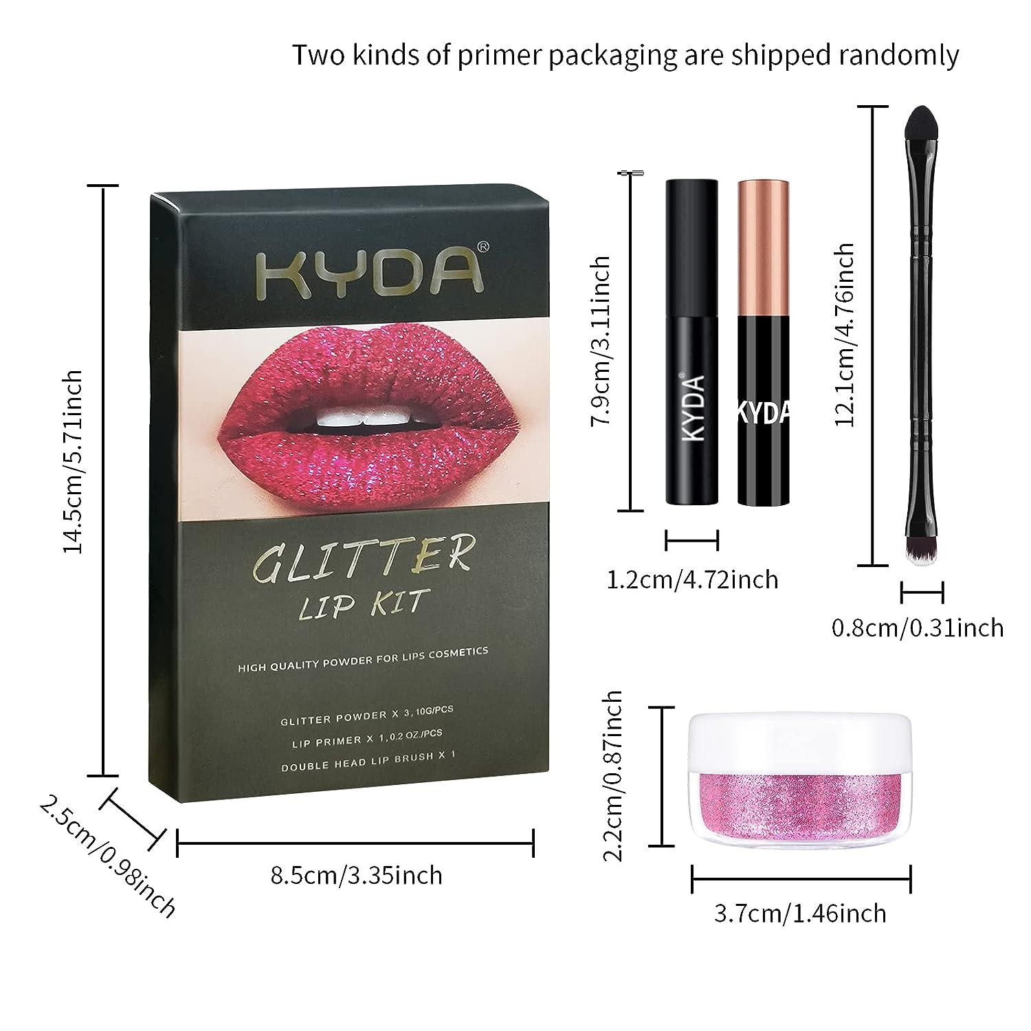 FREEORR 3 Colors Glitter Lip Kit Diamond and Glitter Metallic Lip Powder  with Lip Primer Waterproof Long Lasting & Smudge Proof Upgrade Version  Glitter Lip Cosmetic without Sticky Flake Off Set A