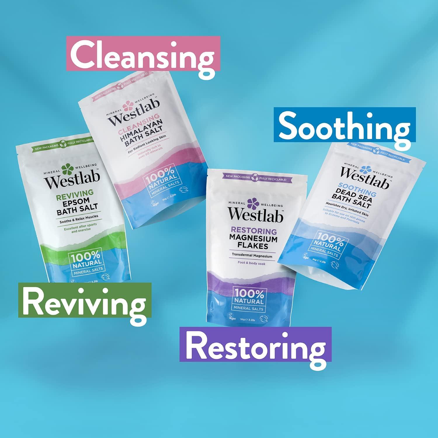 Westlab Sleep Epsom & Dead Sea Bath Salts 1kg 100 Natural Pure & Unscented Mineral Salts