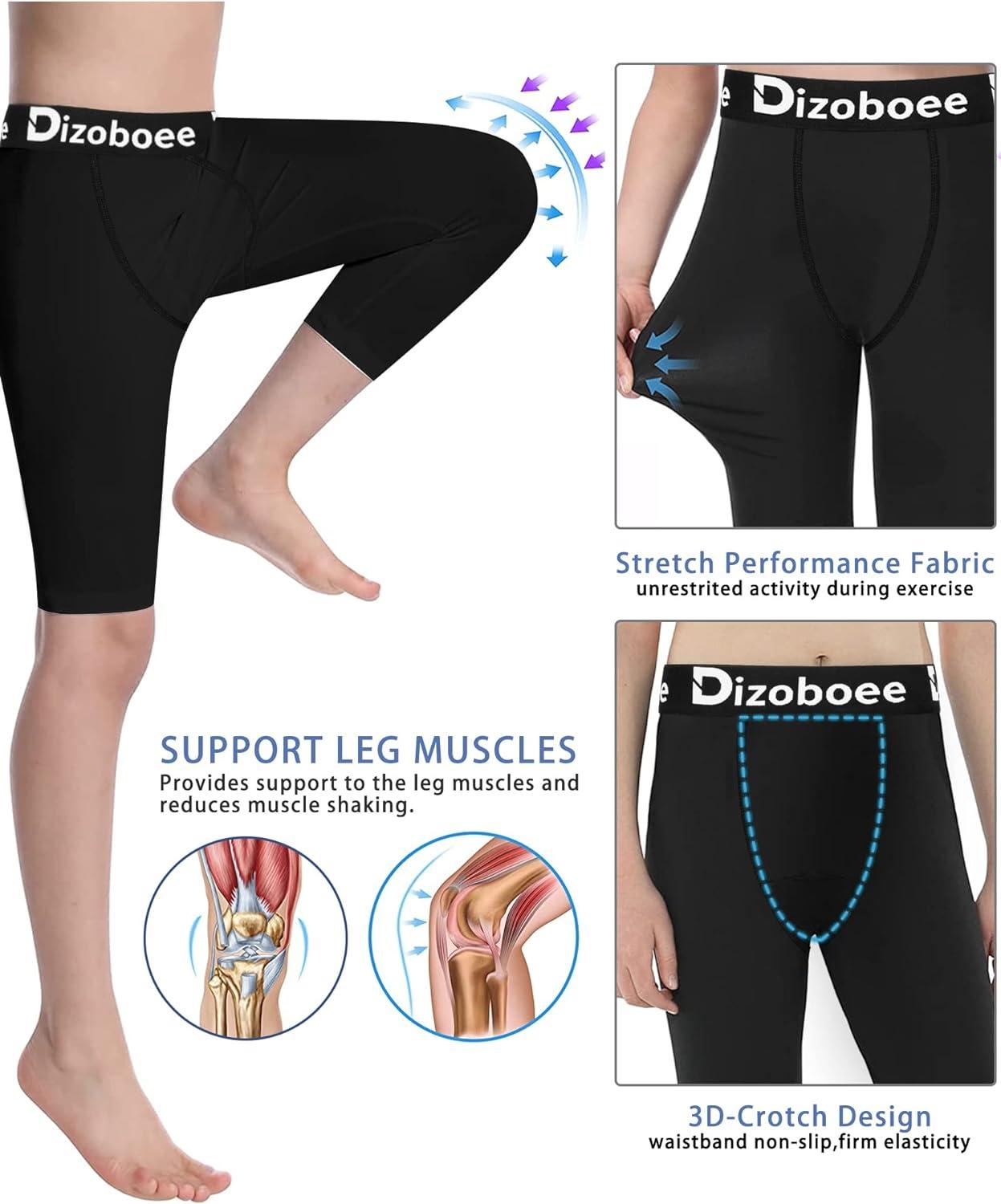 Dizoboee Youth Boys Compression Pants One Leg 3/4 Leggings for