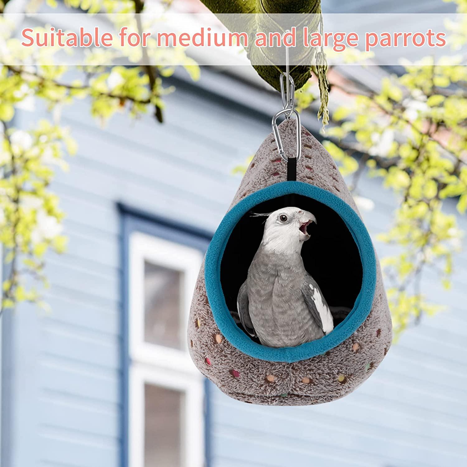 INOOMP Warm Bird Nest Bed For Cage - Hanging Tent House For Parakeets, Cockatiels, Conures, Lovebirds