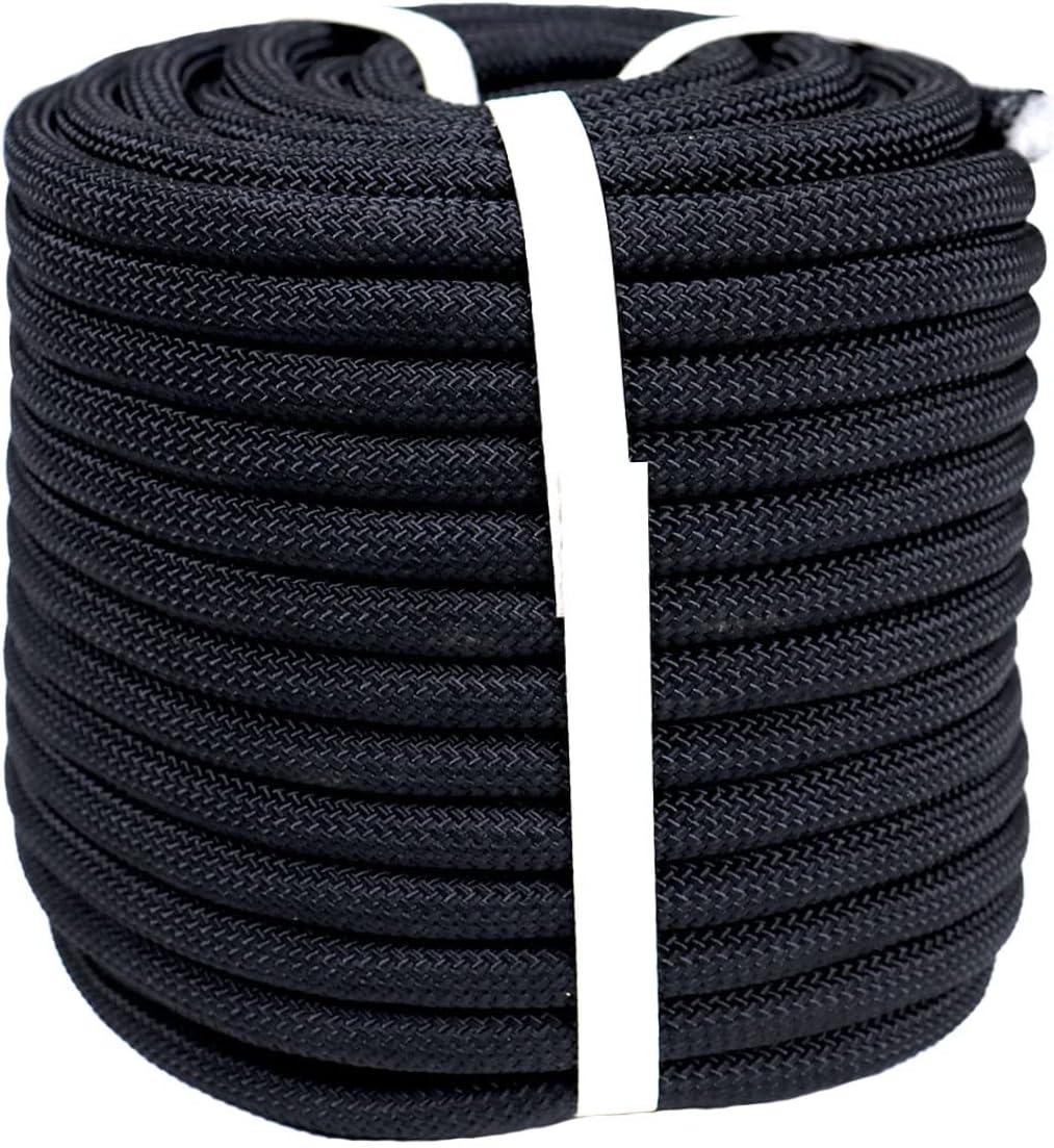 YUZENET Braided Polyester Arborist Rigging Rope (3/8inch X 100feet) High  Strength Outdoor Rope for Rock Climbing Hiking Camping Swing, Black