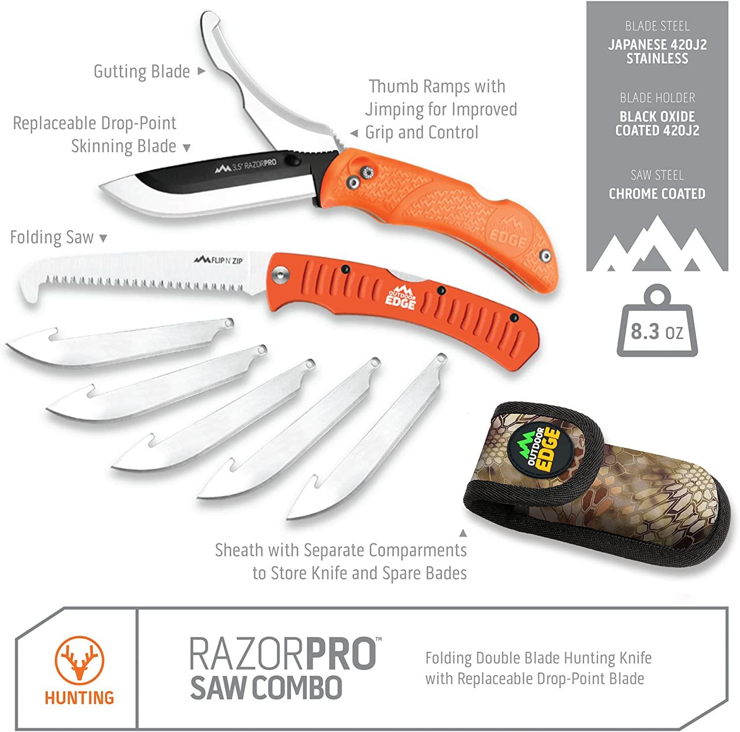 Outdoor Edge RazorPro Double Blade Folding Hunting Knife with