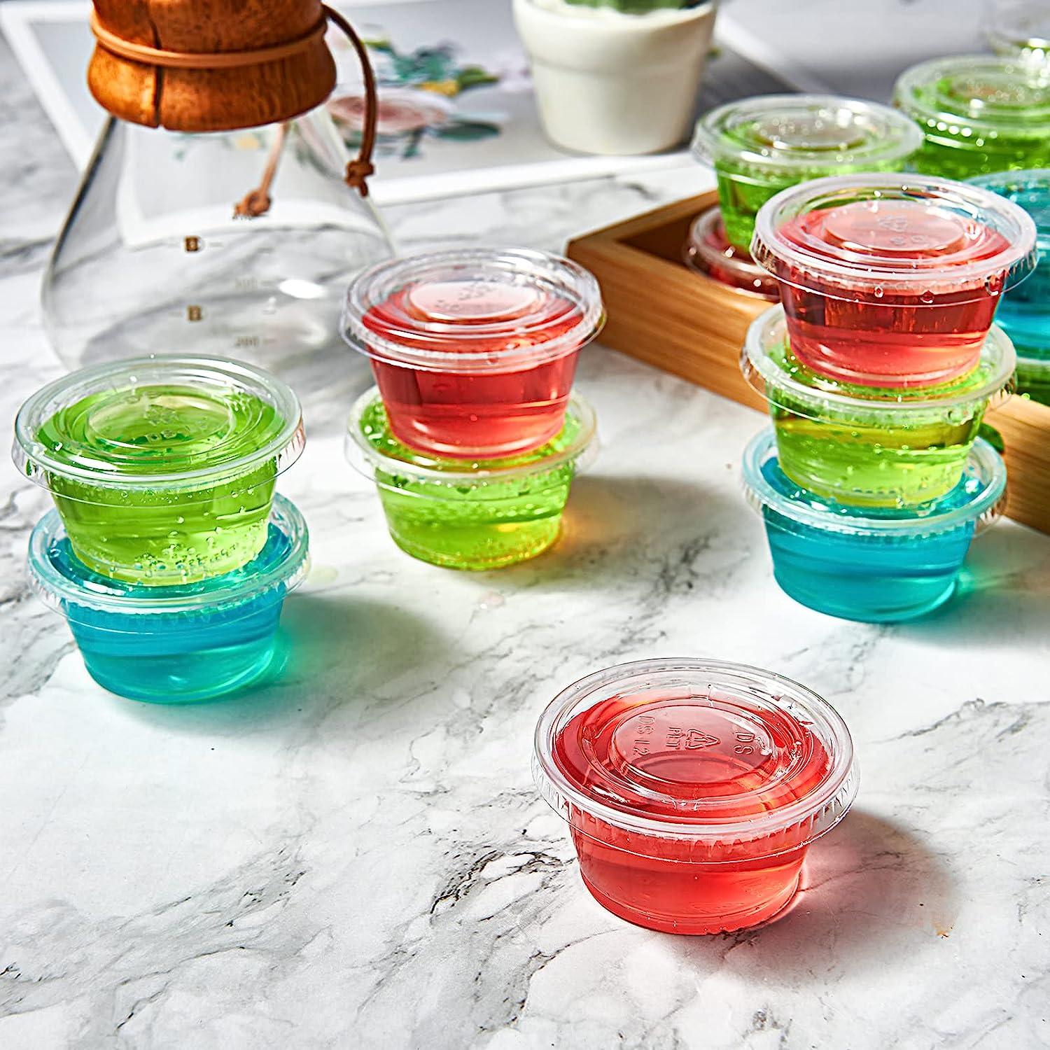 130 Sets - 2 Oz ] Jello Shot Cups, Small Plastic Containers with