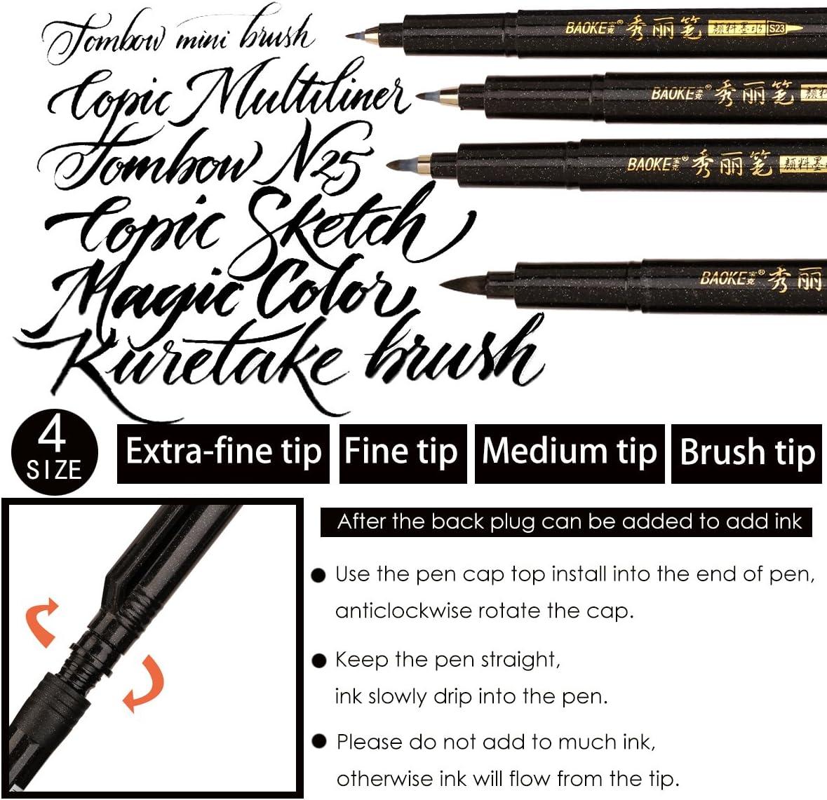 Brush Pen: Extra Thin Tip, Pigment Ink, refillable