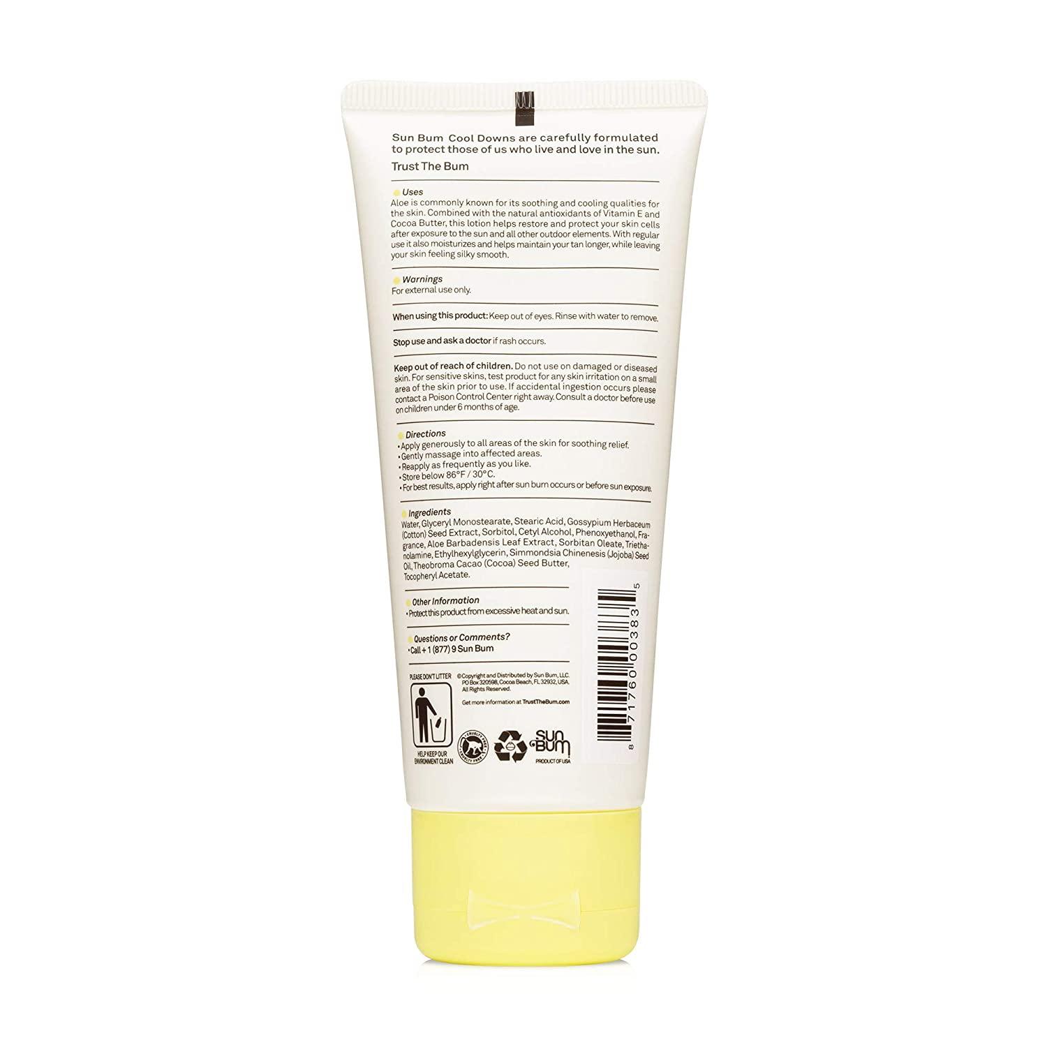 Sun Bum Cool Down Aloe Vera Lotion Vegan and Hypoallergenic After Sun