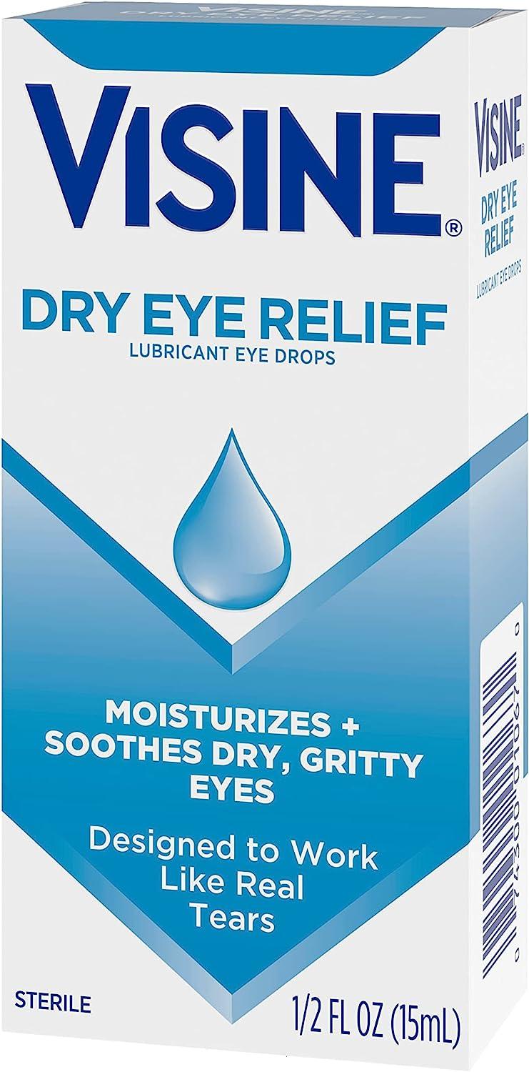 Visine Dry Eye Relief Lubricant Eye Drops Moisturize & Soothe