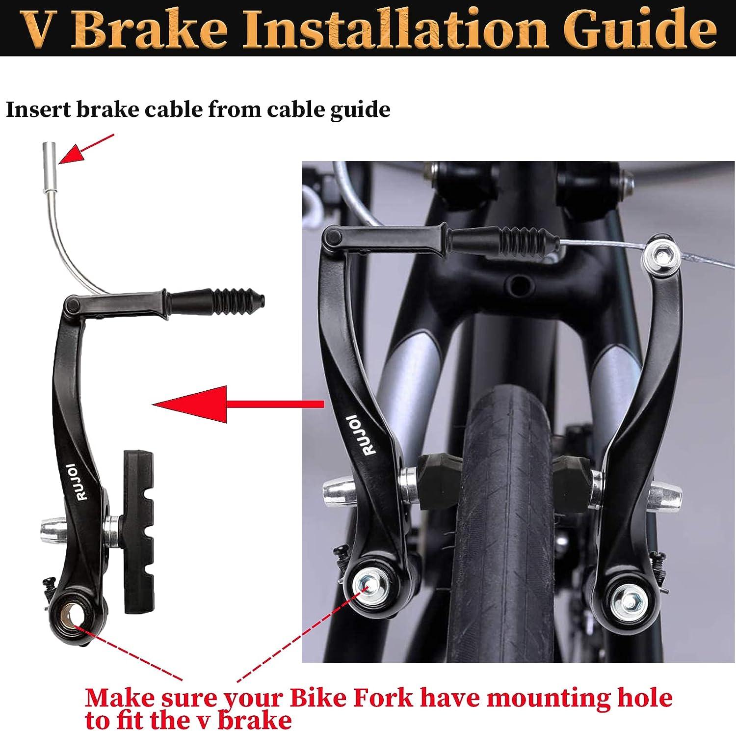 RUJOI Bike Brakes Set,Mountain Bike V Brakes Type,V-Brake Replacement Set  for MTB, Road Bike,BMX,E Bike Black (2 Pack) 55mm
