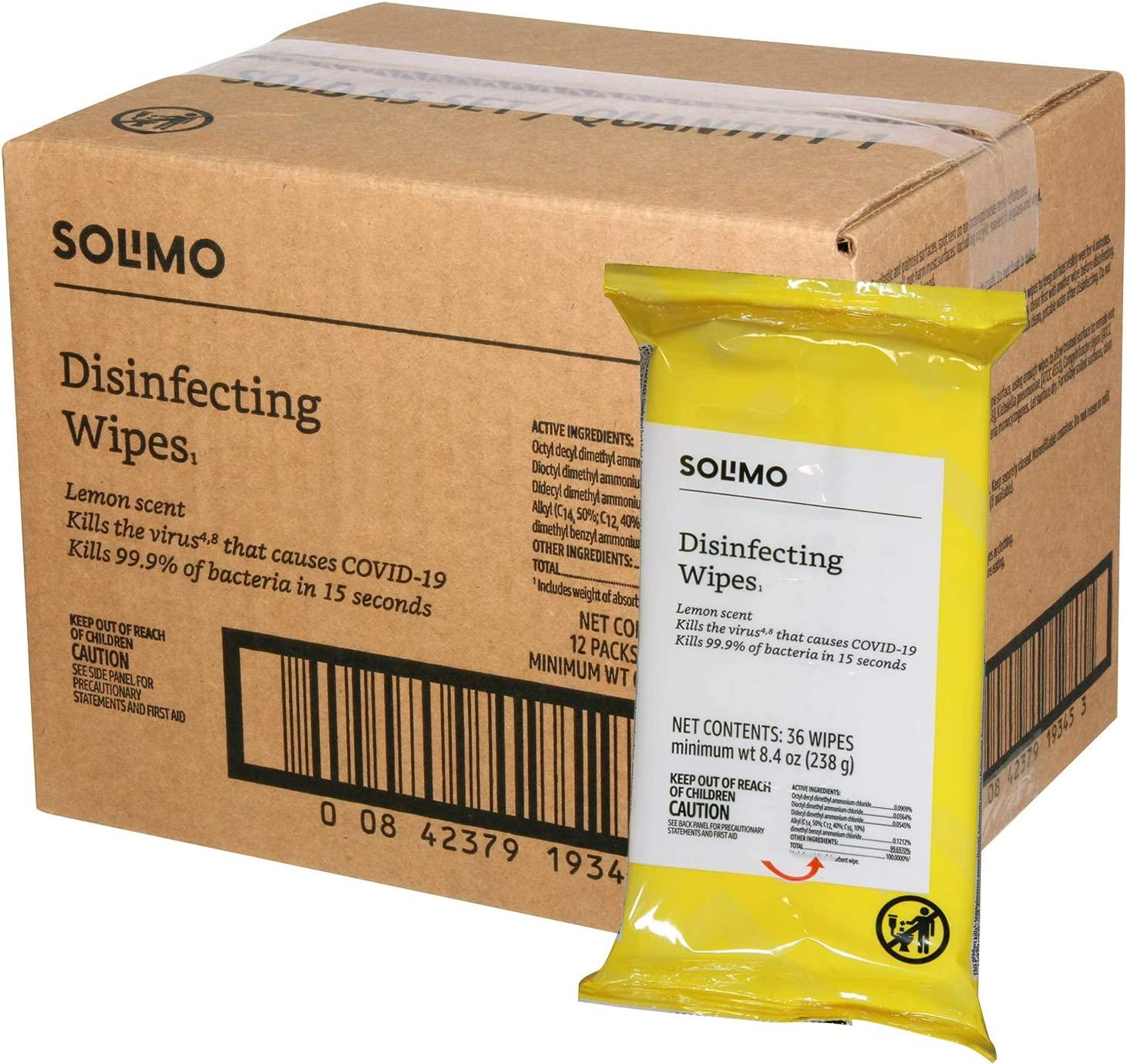 Solimo Disinfecting Wipes OnTheGo 432 ct (36 ct x 12)