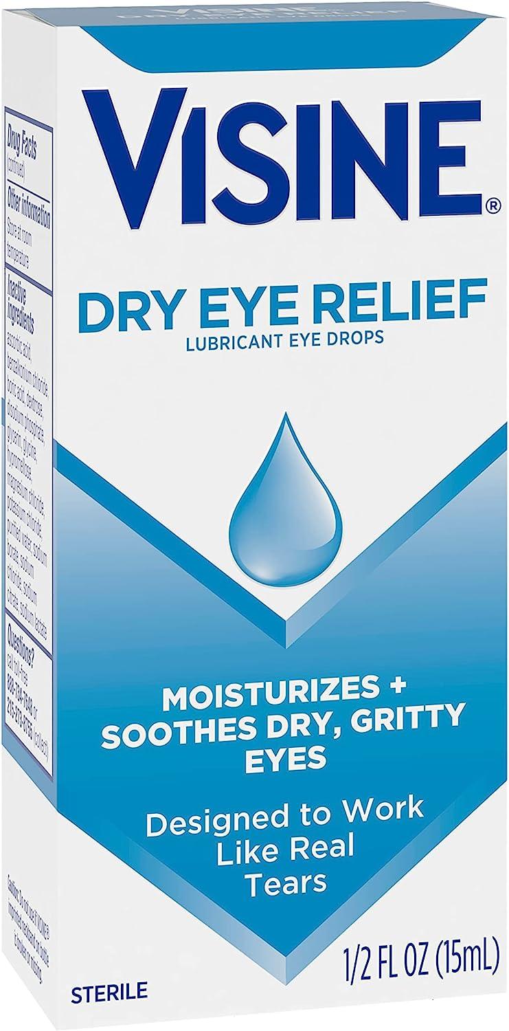 Visine Dry Eye Relief Lubricant Eye Drops Moisturize & Soothe