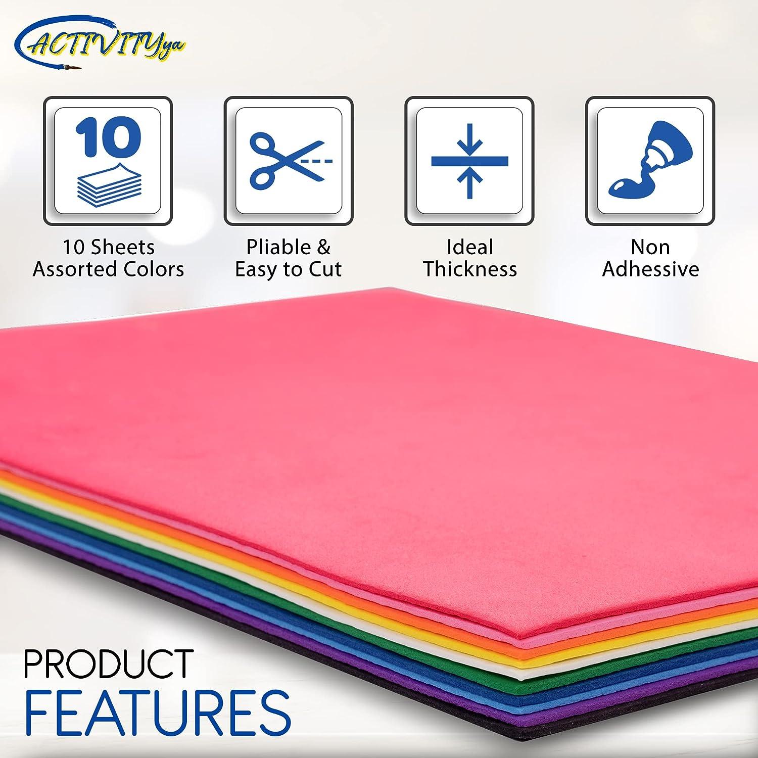 EVA Foam Sheets 9 x 12 Inch 10 Colors 2mm Thick Handicraft Foam Paper for  Arts and Crafts by ACTIVITYya - 10 Sheets ASSORTED