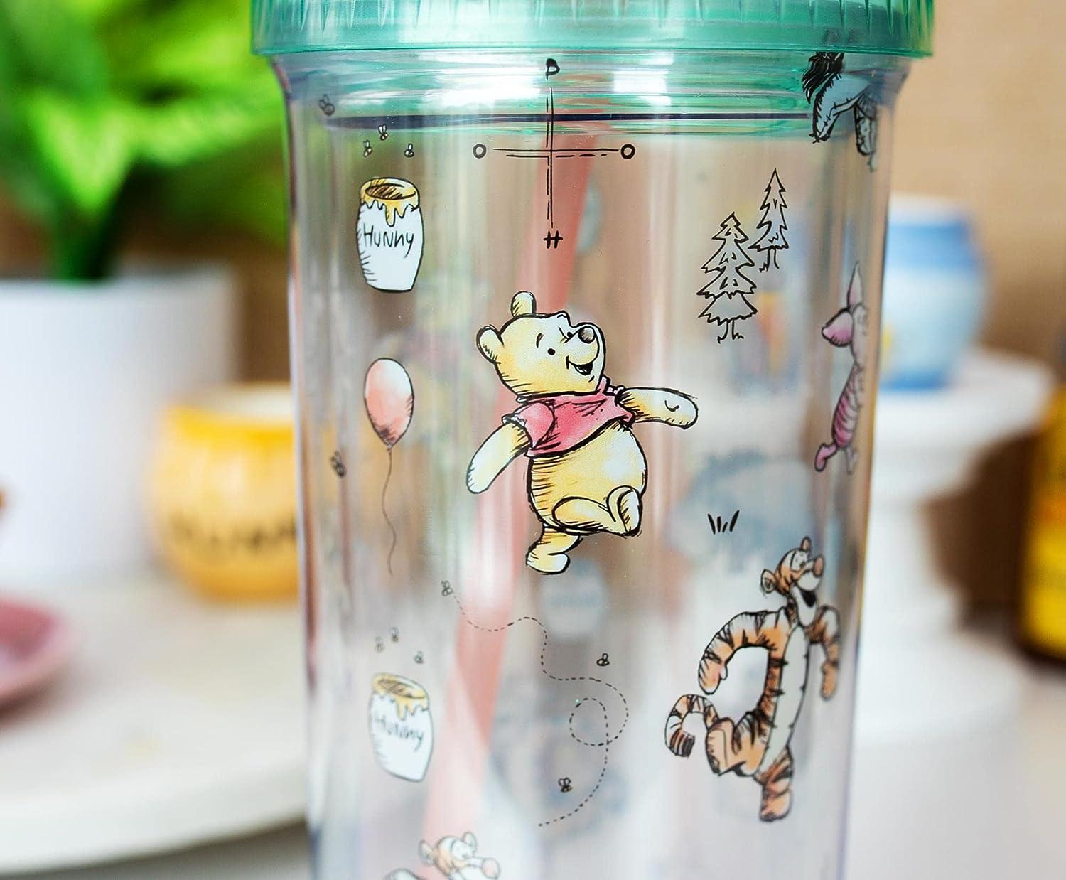 Winnie the pooh and friends 20 Oz Drinking Glasses with Bamboo Lids and  Glass Straw 1 available #fyp #fyi #supportsmallbusinesses…