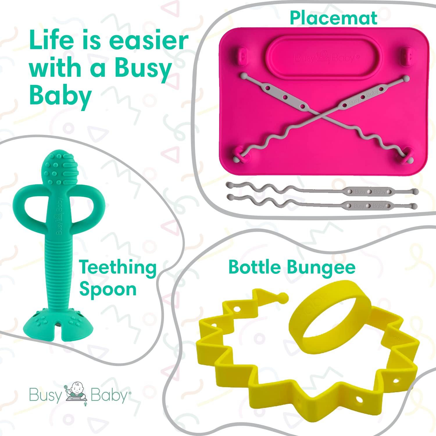 Silicone Bottle Tether & Bungee for Busy Baby Placemat