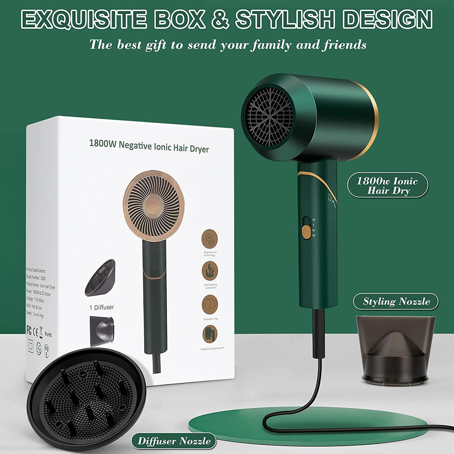 PAHETAWA Hair Dryer 1800W Travel Hair Dryer with Folding Handle