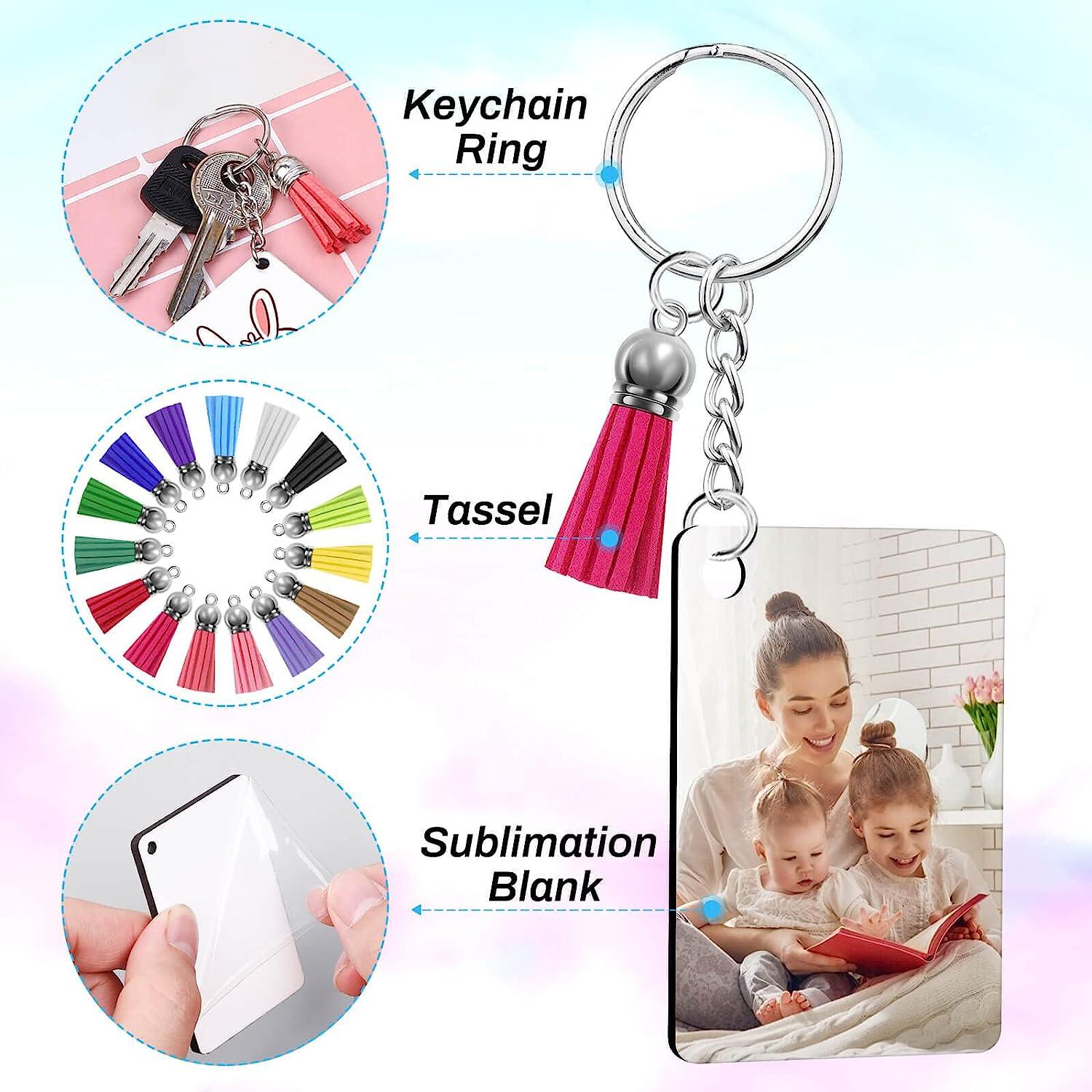 Sublimation Keychain Blanks Bulk modacraft 120Pcs Sublimation Keychain  Blanks Set with Rectangle Sublimation Blanks, Keychain Tassels, Keychain  Rings and Jump Rings for DIY Keychain Crafting 120Pcs Rectangle