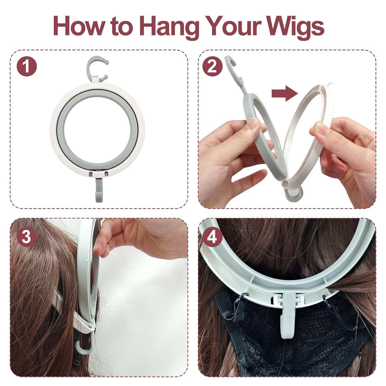 Hanging Wig Stand 4 Pack Portable Wig Hanger for Multiple Wigs for Storage  and Display Collapsible Wig Dryer Holder for All Wigs and Hats Holder (Wig  Stand)