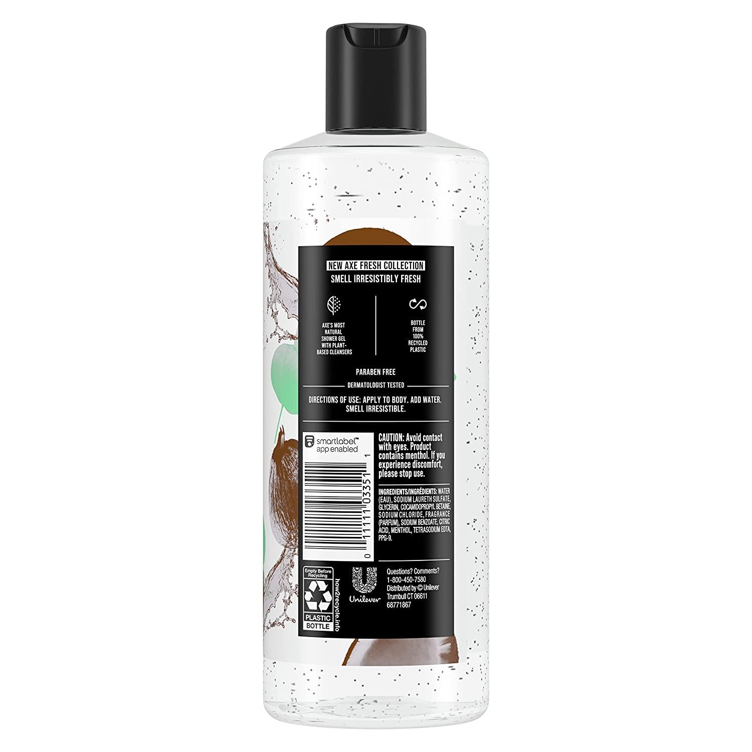 AXE Men's Caribbean Coconut Body Wash 18oz 4 Pack Natural Scent