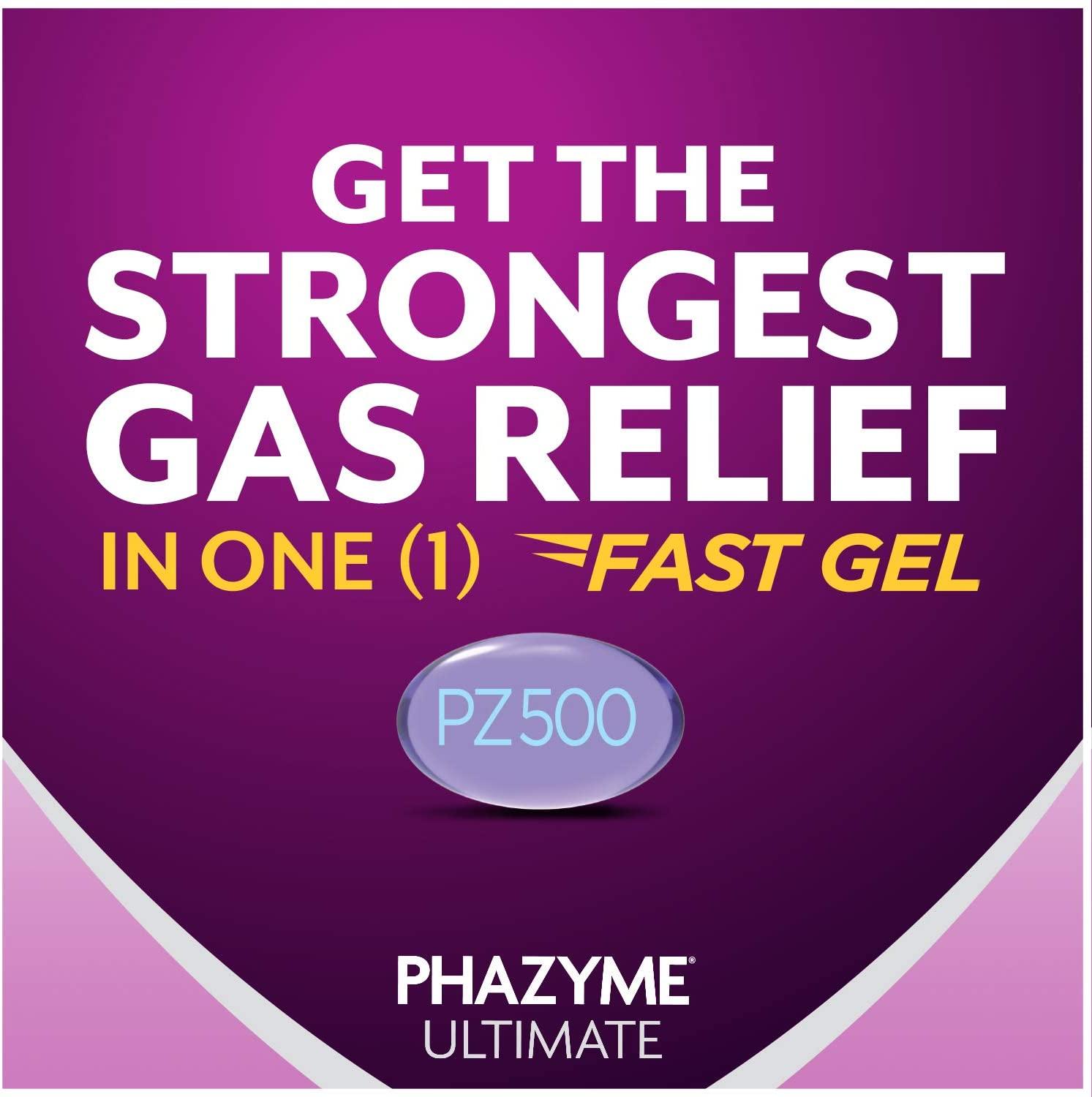 Phazyme Ultimate Gas Bloating Relief Fast Gels 500mg 20 Count Pack