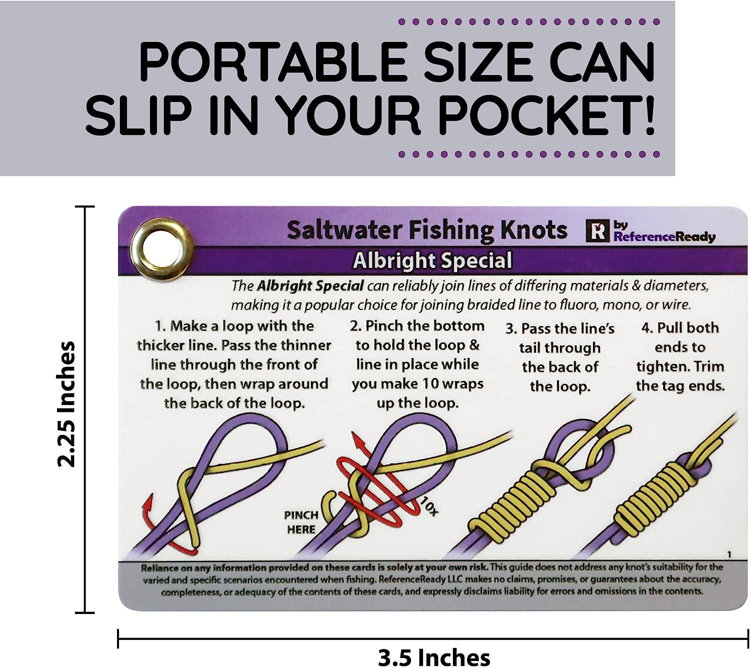 ReferenceReady Saltwater Fishing Knot Cards - Waterproof Pocket Guide to 15  Big Game Fishing Knots