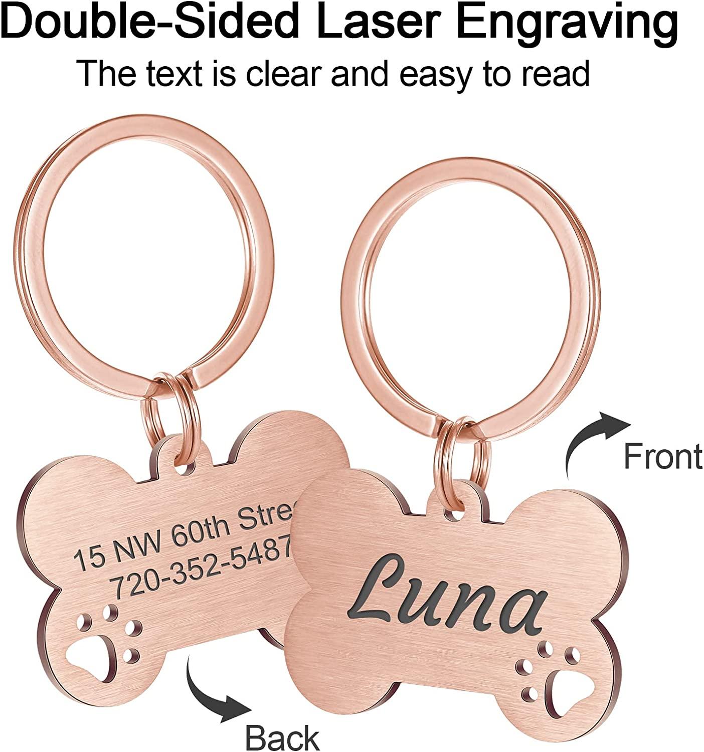Dog ID Heart Tag Custom Personalized Cat Collar Pendant Engraved