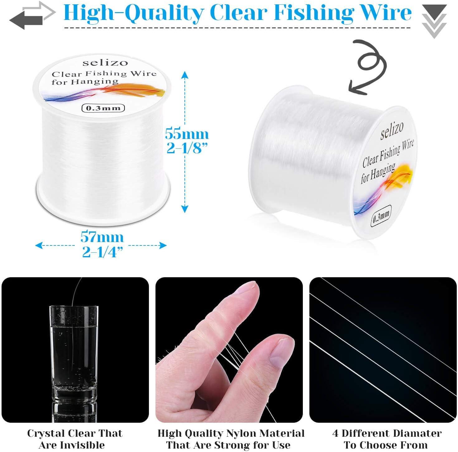 Fishing Wire, Selizo 3Pcs Clear Fishing Line Jewelry String Invisible Nylon  Thread Hanging Decorations, Beading Crafts (3 Sizes, Roll) 