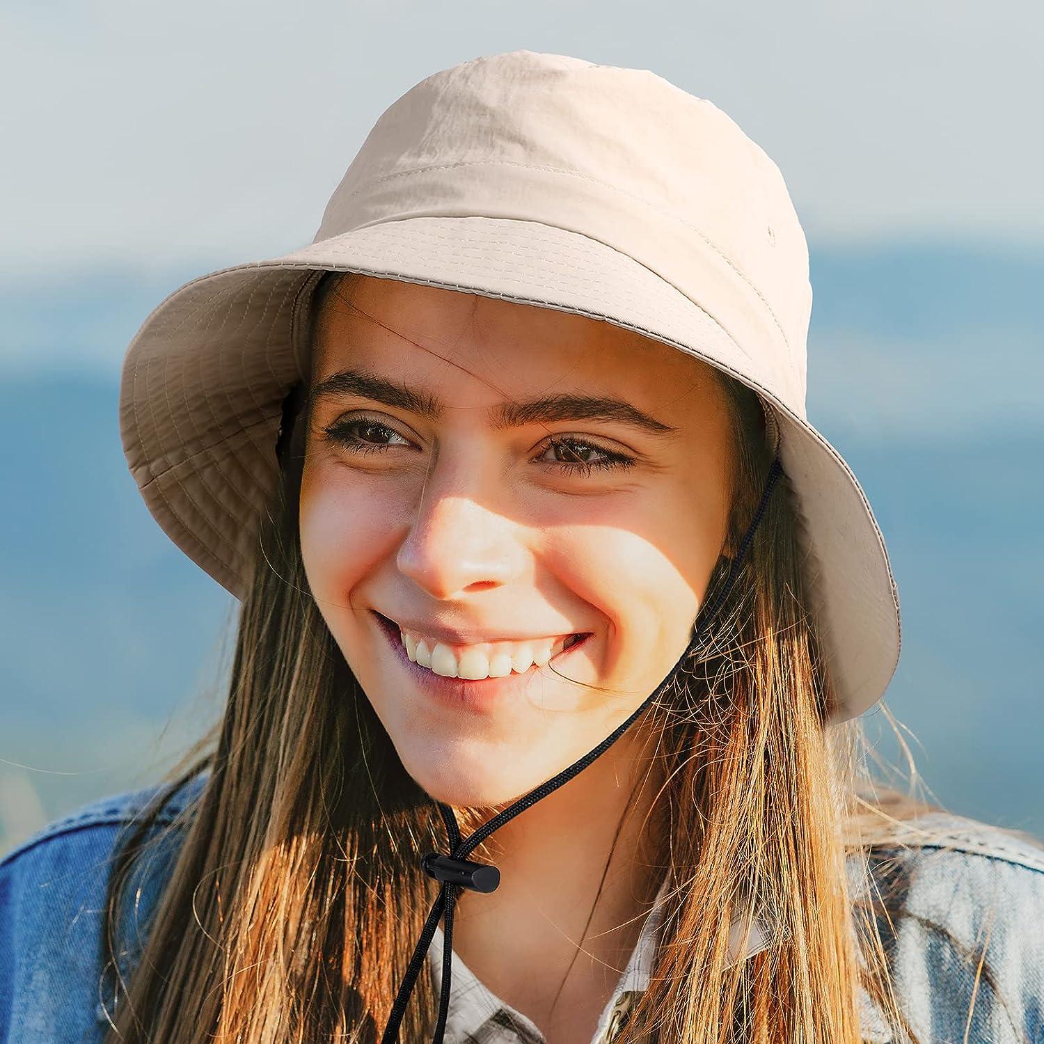 Wide Brim Hiking Fishing Safari Boonie Bucket Hats 100% Cotton UV Sun  Protection For Men Women Outdoor Activities S/M Dark Brown