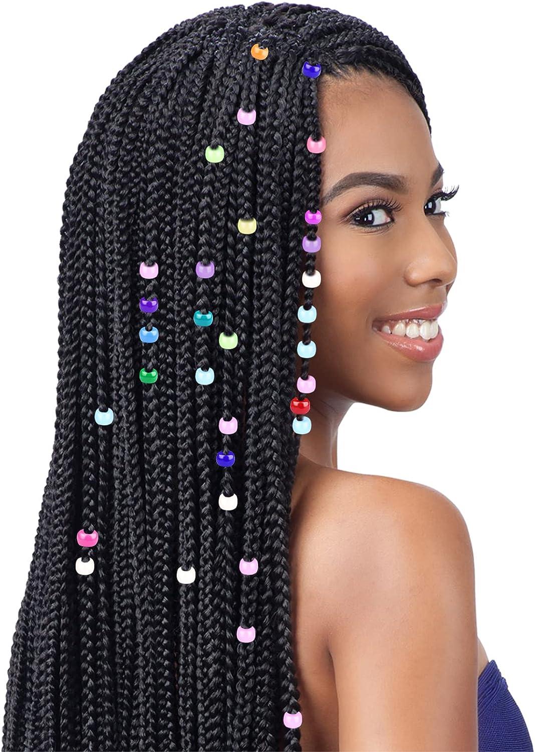 1602pcs Beads for Hair Braids Kit Including 600pcs 9x6mm Glitter Pony Beads  1000pcs Elastic Rubber Bands and 2pcs Quick Beaders for Kids Hair Braids  (Glitter) Glitter-Pink