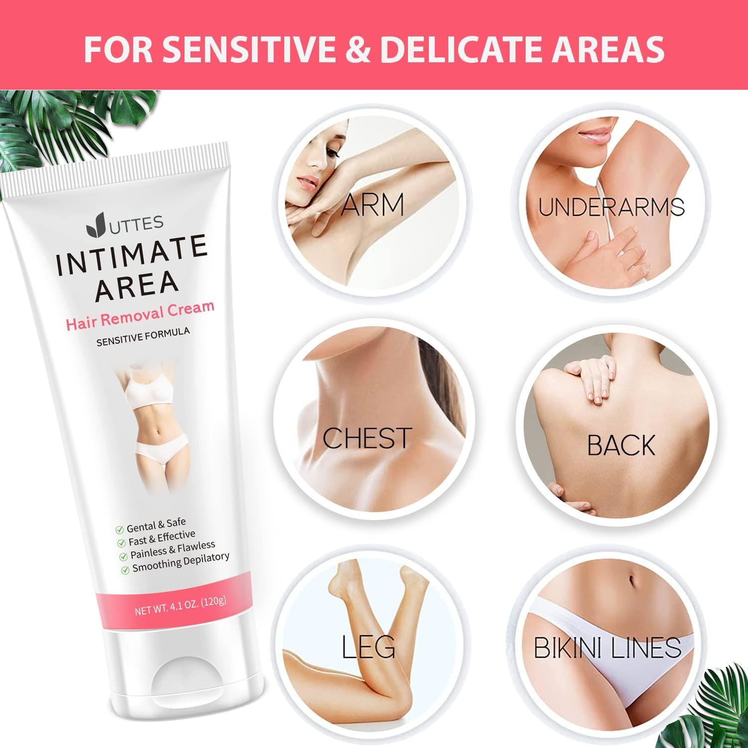 Intimate/Private Hair Removal Cream for Women, for Unwanted Hair in  Underarms, Private Parts, Pubic & Bikini Area, Painless Flawless Depilatory  Cream, Sensitive Formula Suitable for All Skin Types