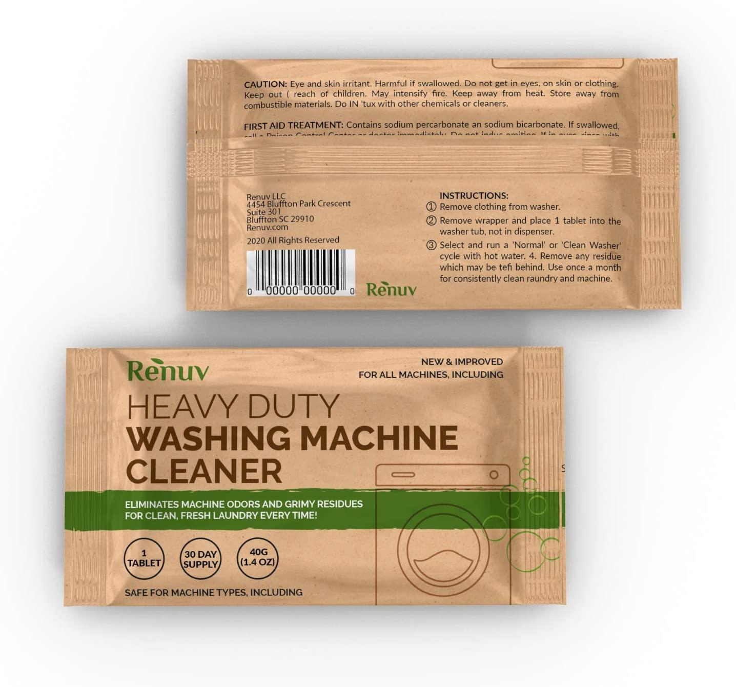 Washing Machine Cleaner by Renuv For Front Load Top Load or HE Slow