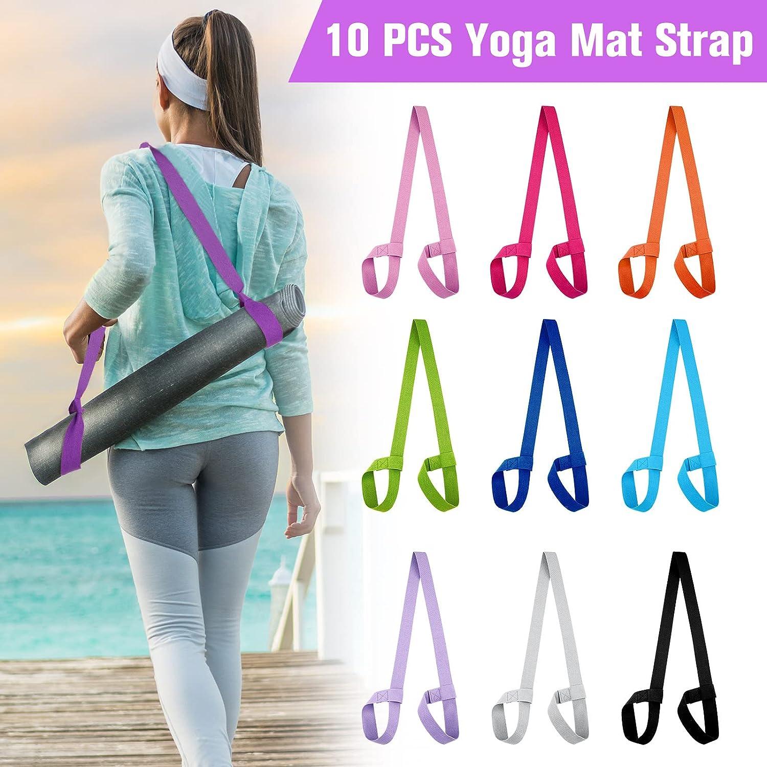 Leyndo 10 Pieces Adjustable Yoga Mat Strap Yoga Mat Sling Yoga Mat Carrier  Exercise Mat Carrier for Carrying Large Mats, 10 Colors, No Mat Included