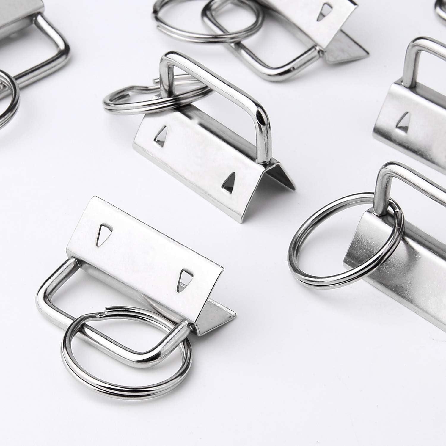 100 Sets - 1.25 (1.25 INCH) - Key Fob Hardware/Key Chain/Wristlet Sets  with Split Rings/Key Rings