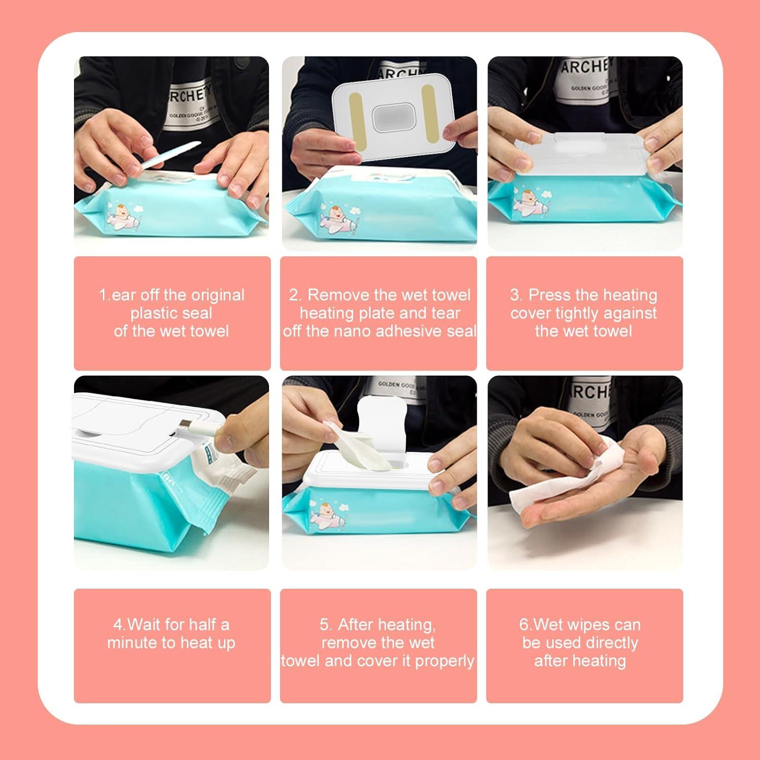 USB Baby Wipe Warmer, Portable Wipe Warmer Lightweight Travel Diaper Wipe Warmer, Even Fast