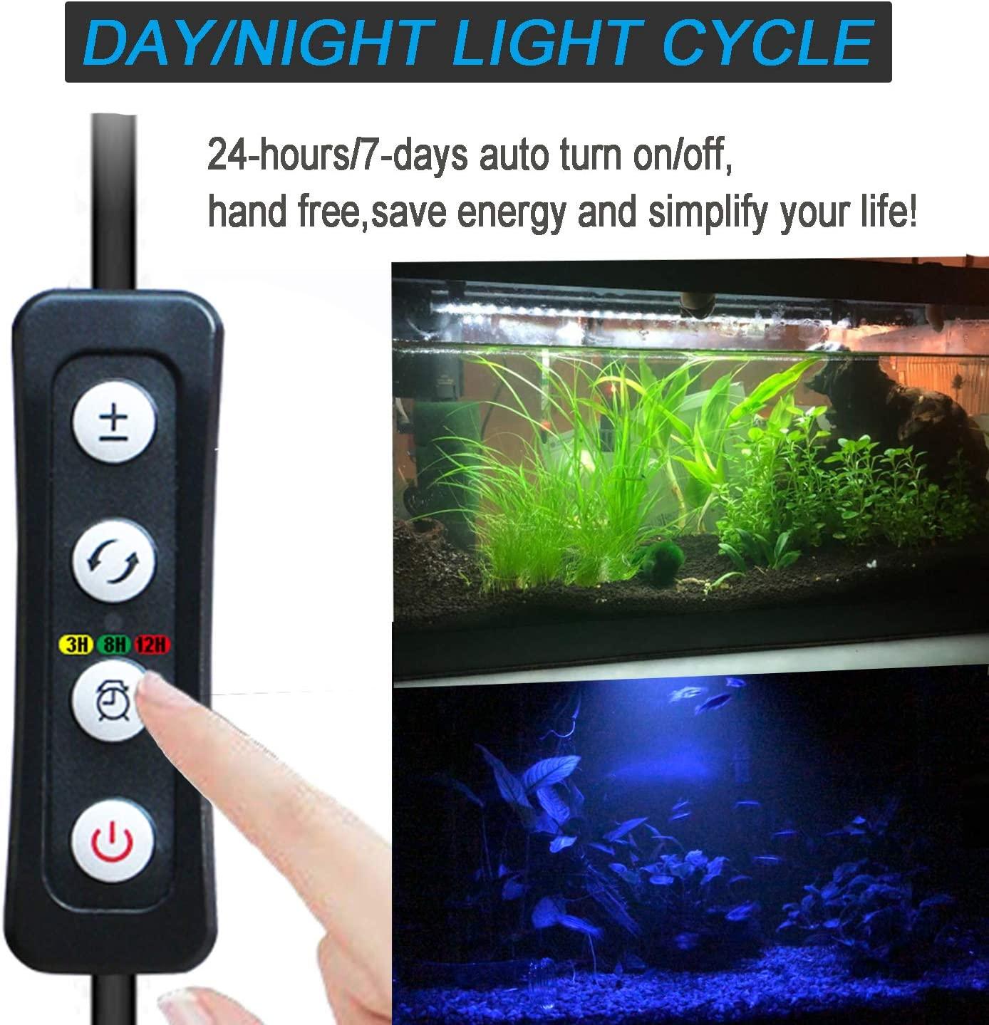 MingDak 24/7 Submersible Aquarium Light for Fish Tank,Auto Turn on/Off Day/Night Cycle,3 Stage