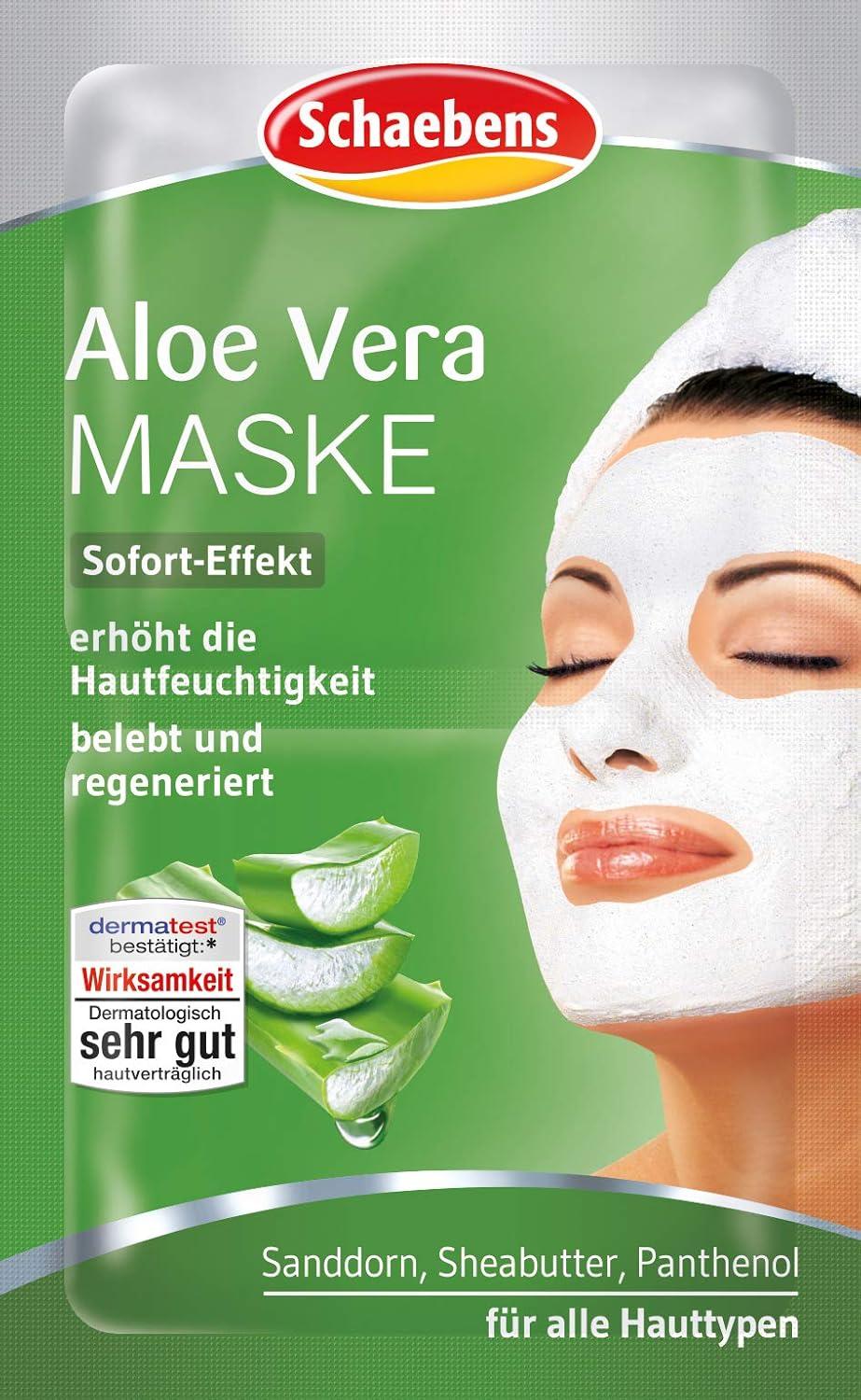 Schaebens Aloe Vera Mask - Pack of 10 (10x10 ml) - Hydrating Face Masks for  All Skin Types - International Shipping Available