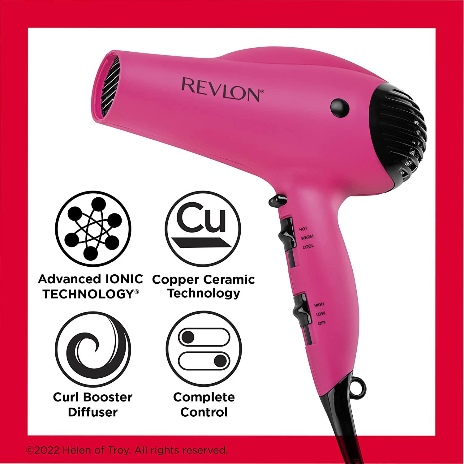 Revlon Volume Booster Hair Dryer | 1875W for Voluminous Lift and Body,  (Pink)