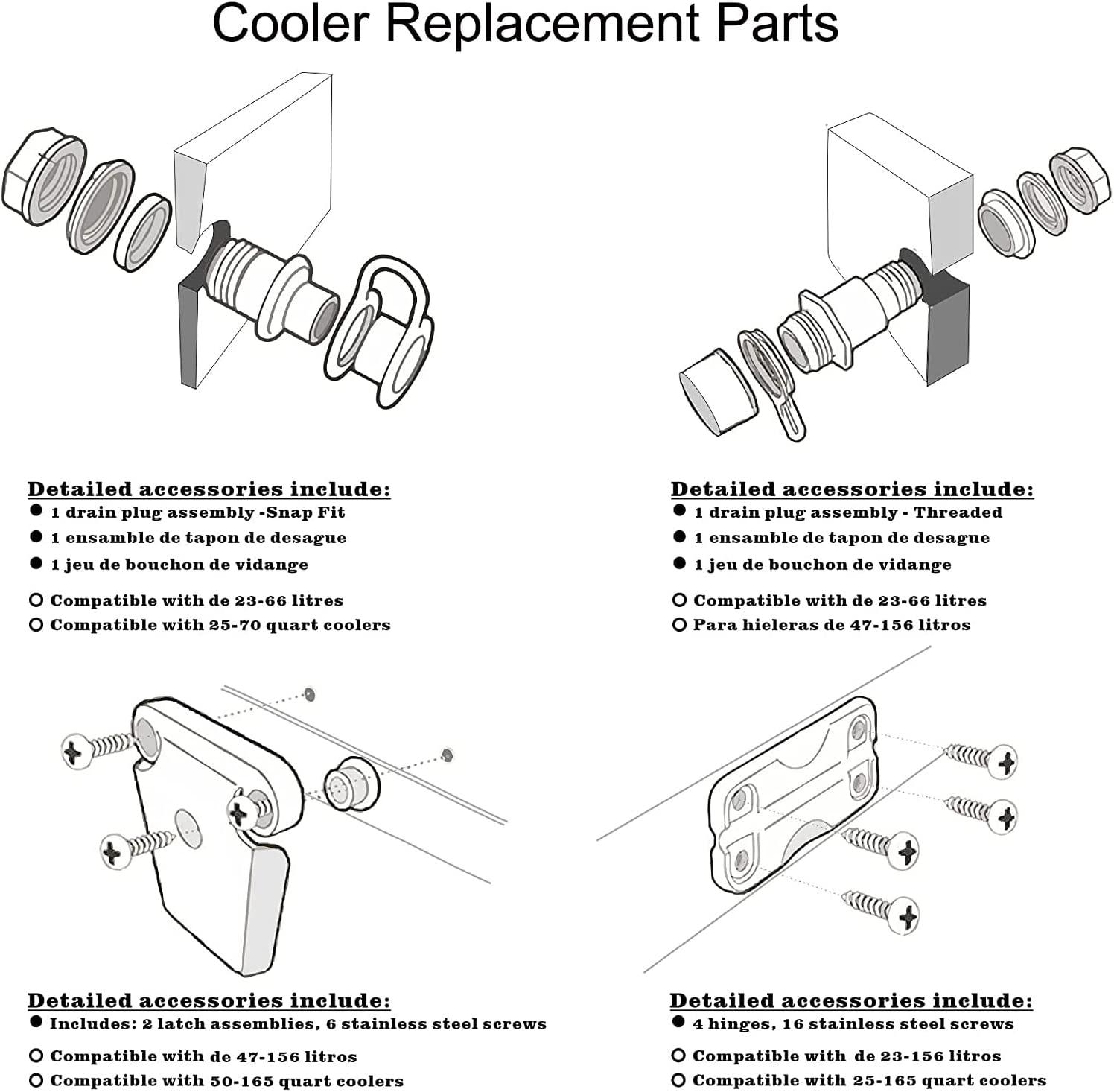 Cooler Replacement Parts Kit for Igloo Coolers, Cooler Plastic Hinges
