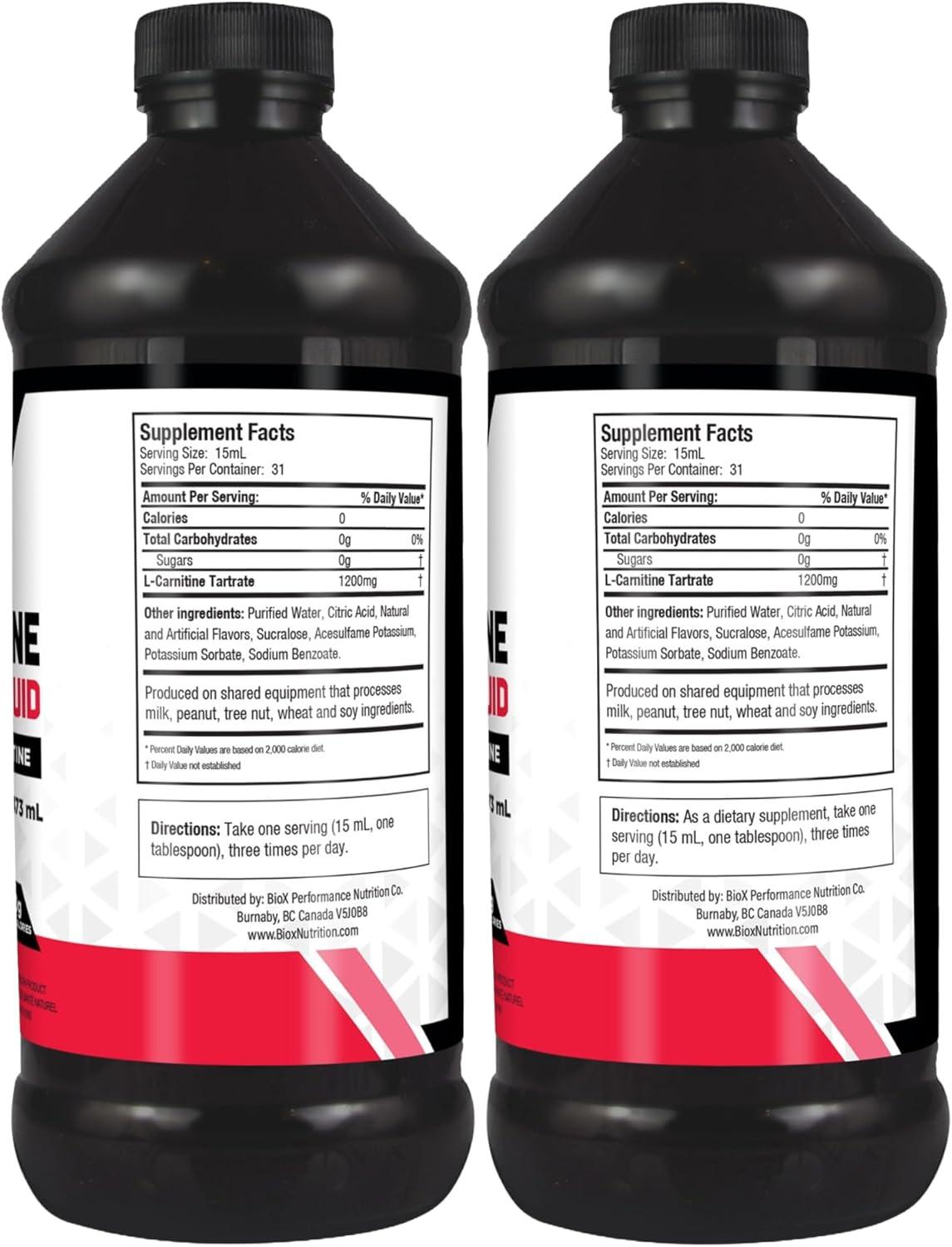 BioX L-Carnitine Liquid 1200mg | Bioavailable L Carnitine Tartrate |  Stimulant Free Liquid Shots Performance