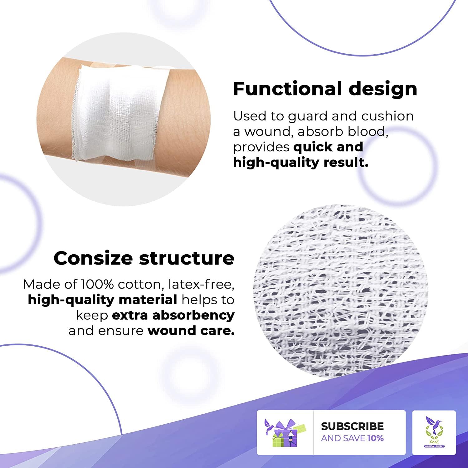 Dukal Woven Gauze Pads 2" x 2". Pack of 100 12ply Disposable Cotton