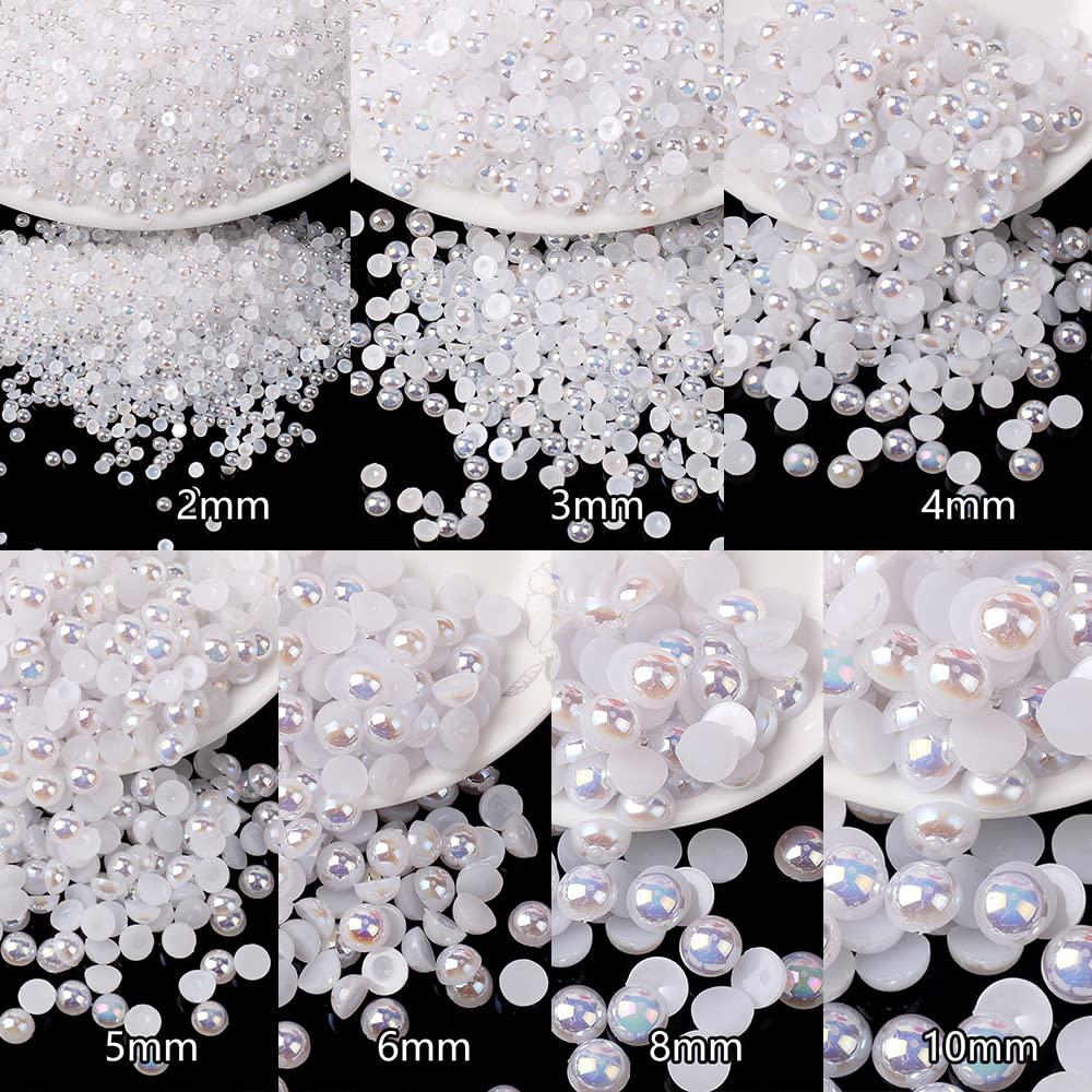 5800Pcs Half Pearls for Crafts Flatback Pearls for Artwork Making DIY  Rhinestones Accessory Nail Art Jewels Flat Back Craft Pearls for Artist  Creative - White
