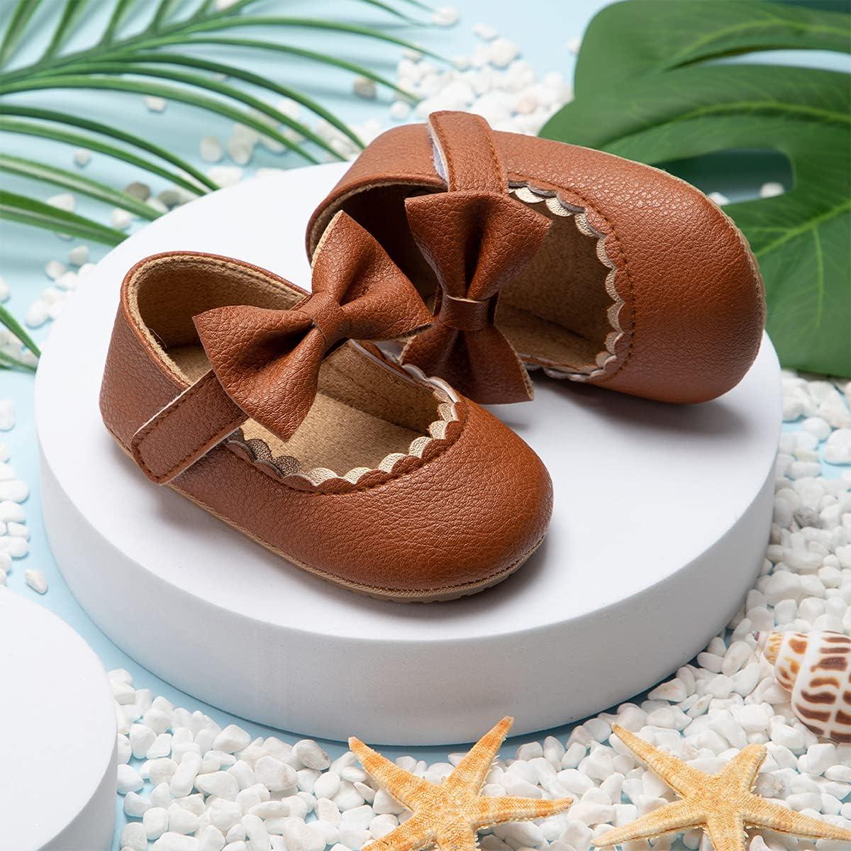 CENCIRILY Baby Girl Mary Jane Shoes | Anti-Slip Soft Sole Princess Flats |  6-12 Months | Brown | Buy Now with Express International Delivery |  GoSupps.com