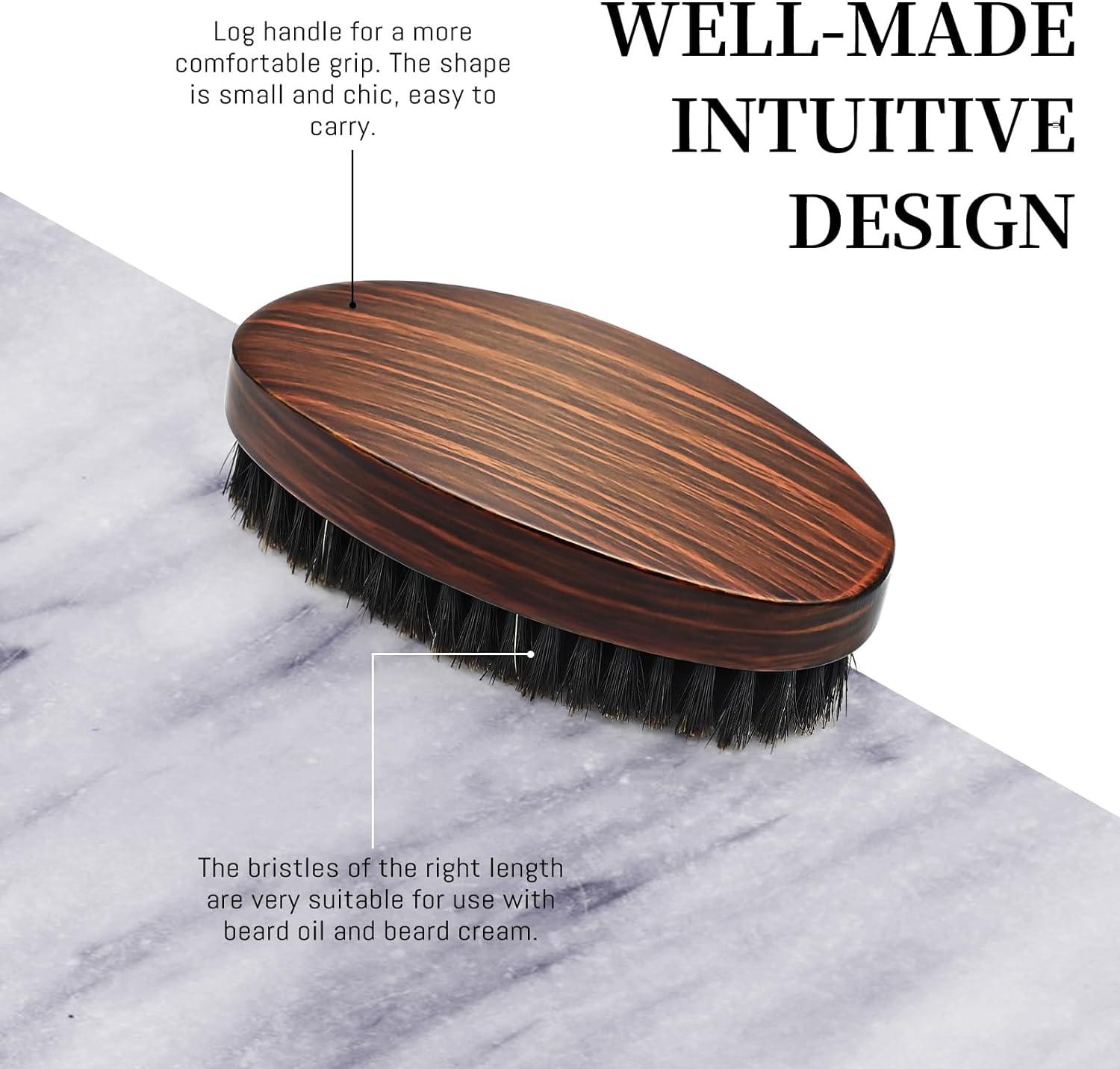 Beard Brush for Men Pure Boar Bristles Pocket Beard Brush Handle Made