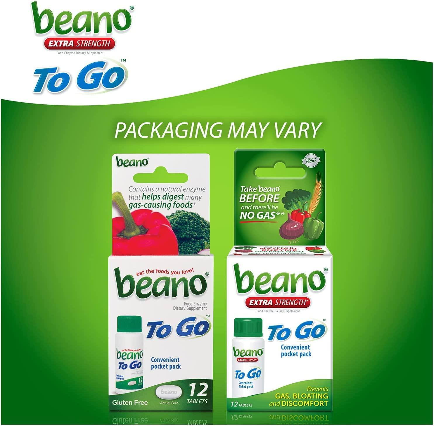 beano To Go Gas Prevention Bloating Relief 12 Tablets To Go Tablets