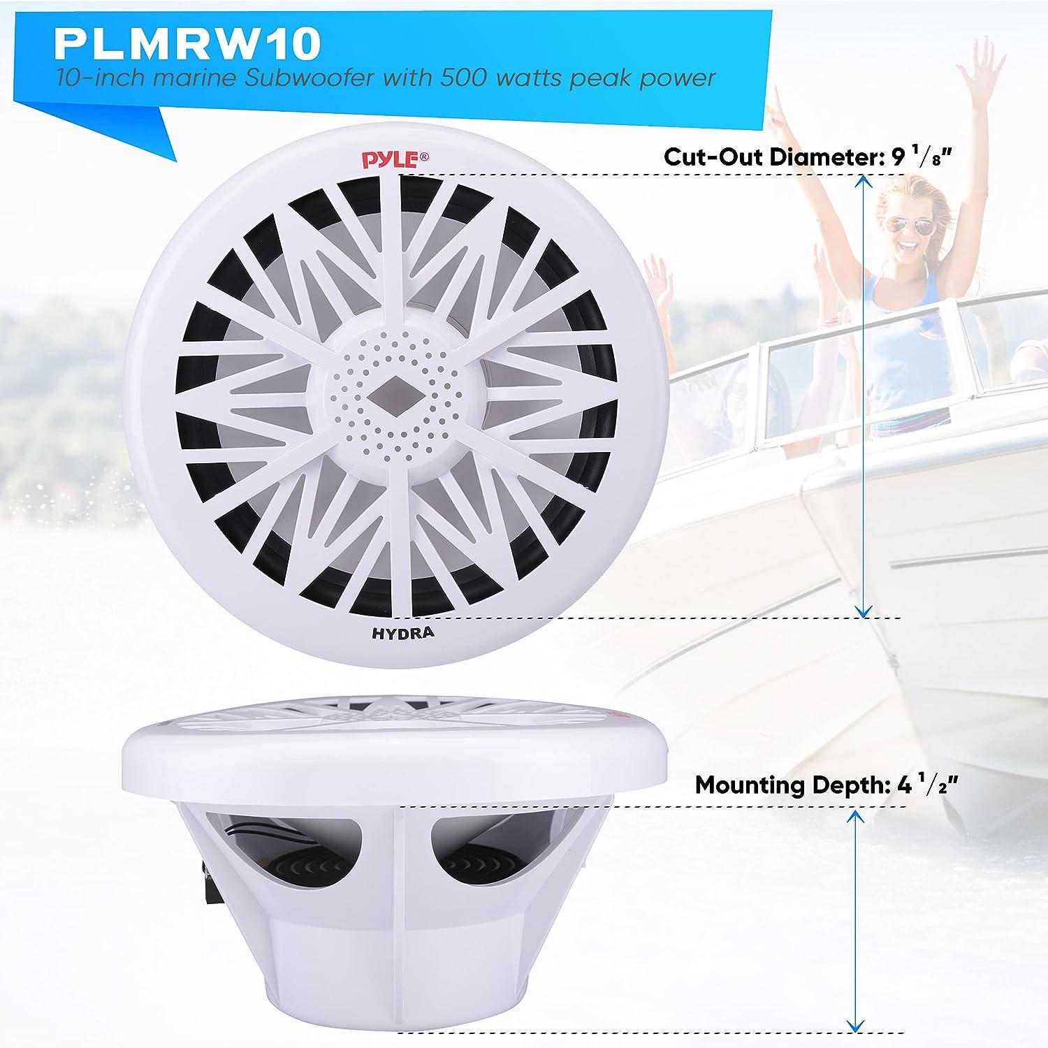 Pyle 10-Inch Outdoor Marine Subwoofer 500W Single White
