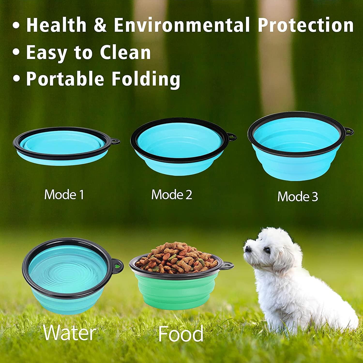 thumbnail image 2 of Aonkey Collapsible Dog Bowls With Bottle Carrier, 2 Pack Travel Dog Water Bowl Upgraded Carabiner, One-Piece Molded Rim No Fall Off Or Crack, Foldable 2 of 11