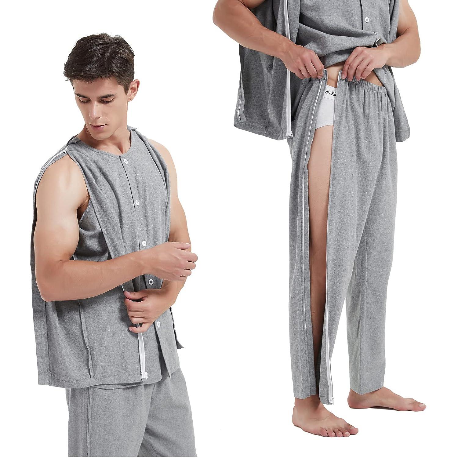 YOSINISO XXL DoubleOpening Zipper Hospital Gown for Bedridden Patients