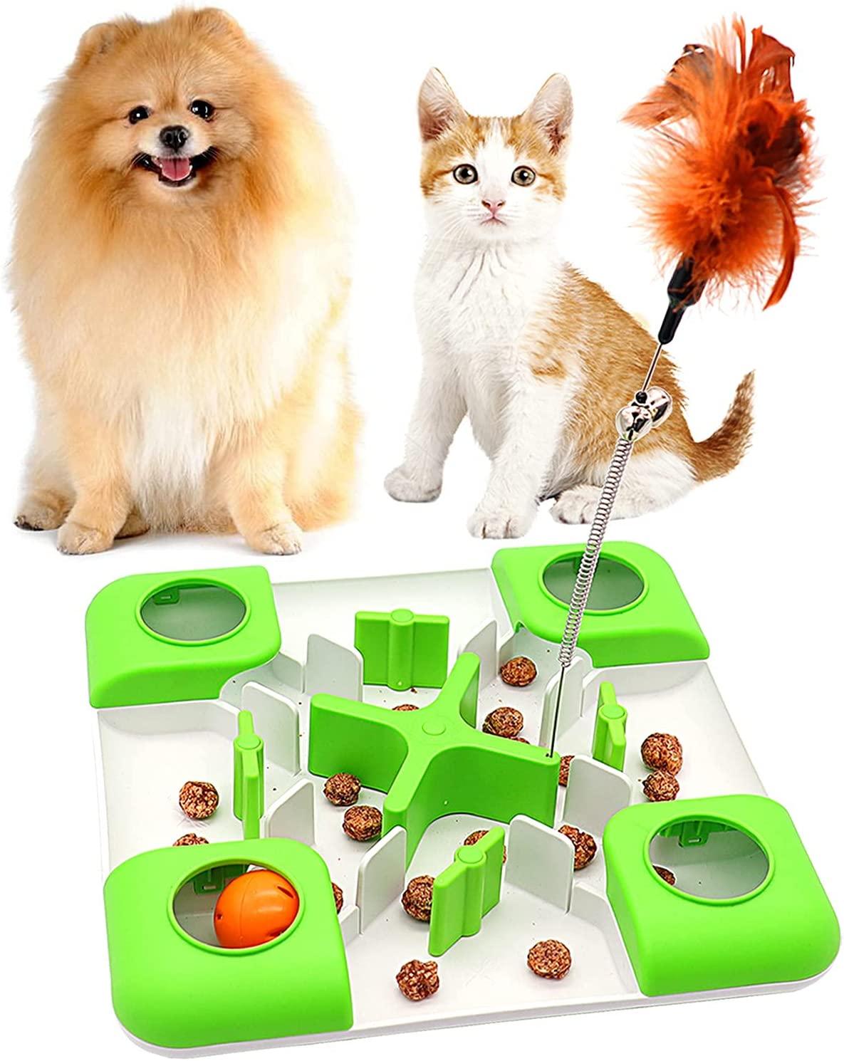 AQluming Cat Puzzle Feeder Cat Treat Toy Cat Slow Feeder Food